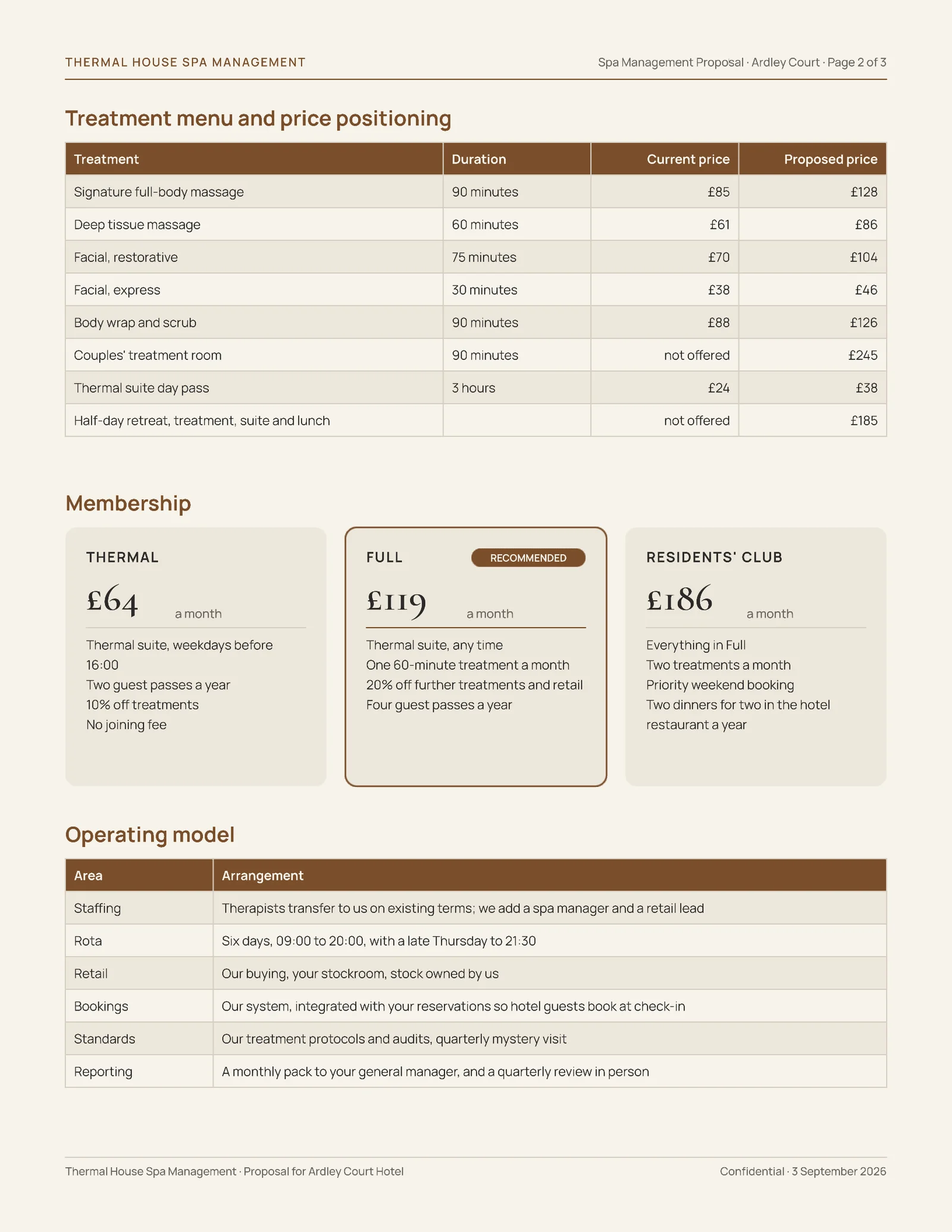 Bronze Ivory Management Terms Hotel Spa Outsourcing Proposal — 3-page Proposal template, page 2 of 3