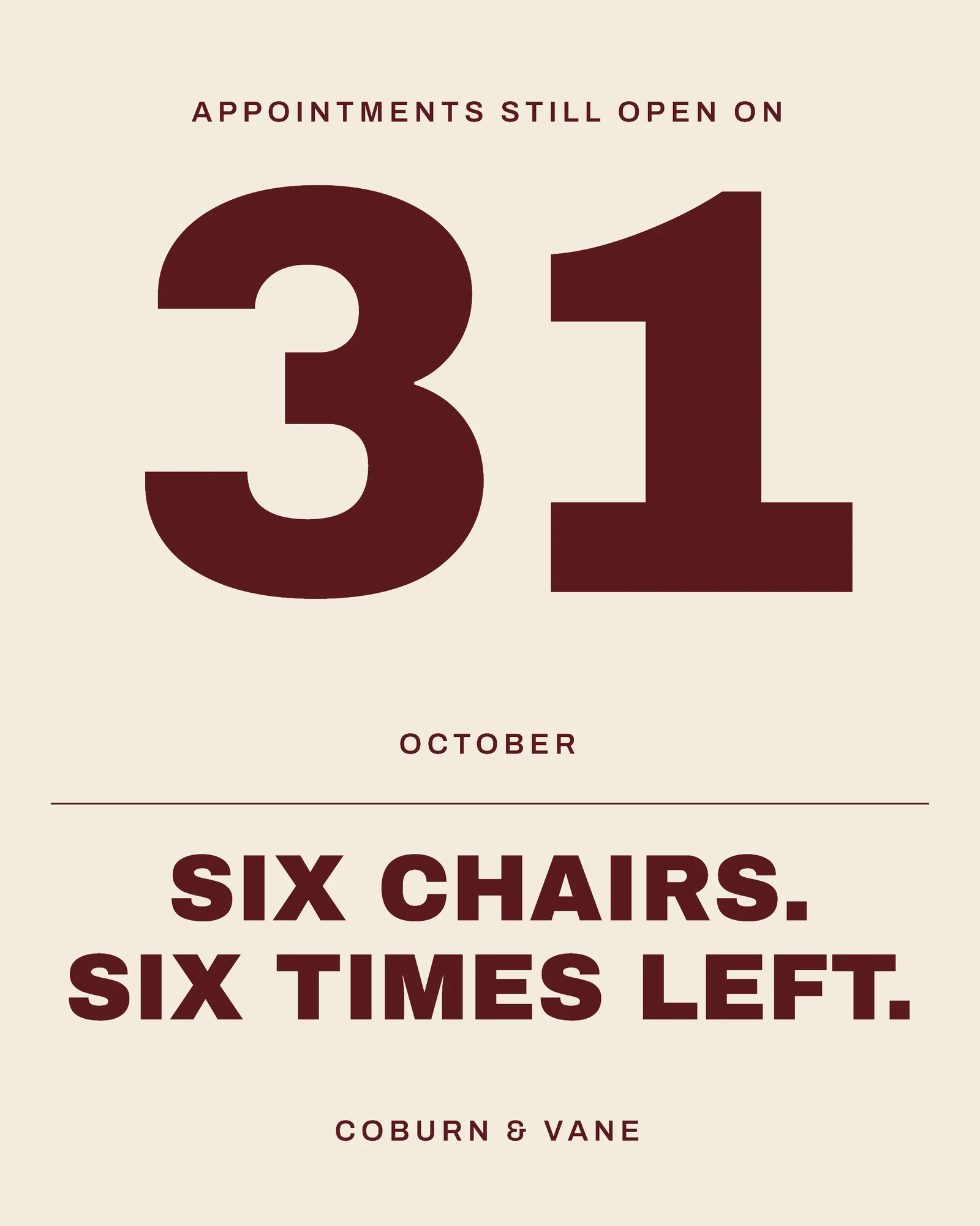 Oxblood Slot Tickets Hair Salon Halloween Night Appointments Facebook Carousel — 4-panel Facebook carousel carousel template, page 1 of 4