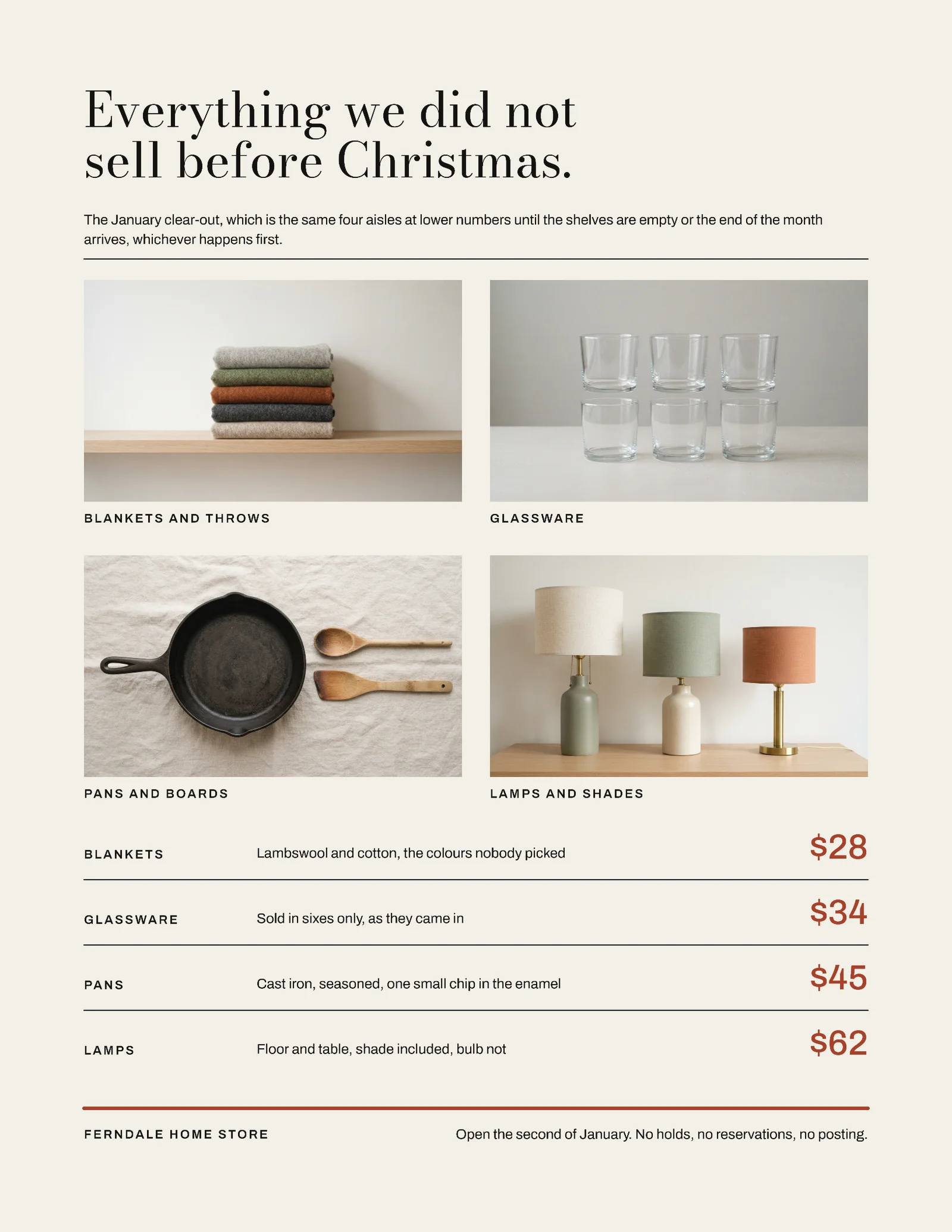 Bone Four Photo Grid Home Store January Clearance Flyer — Letter Flyer template