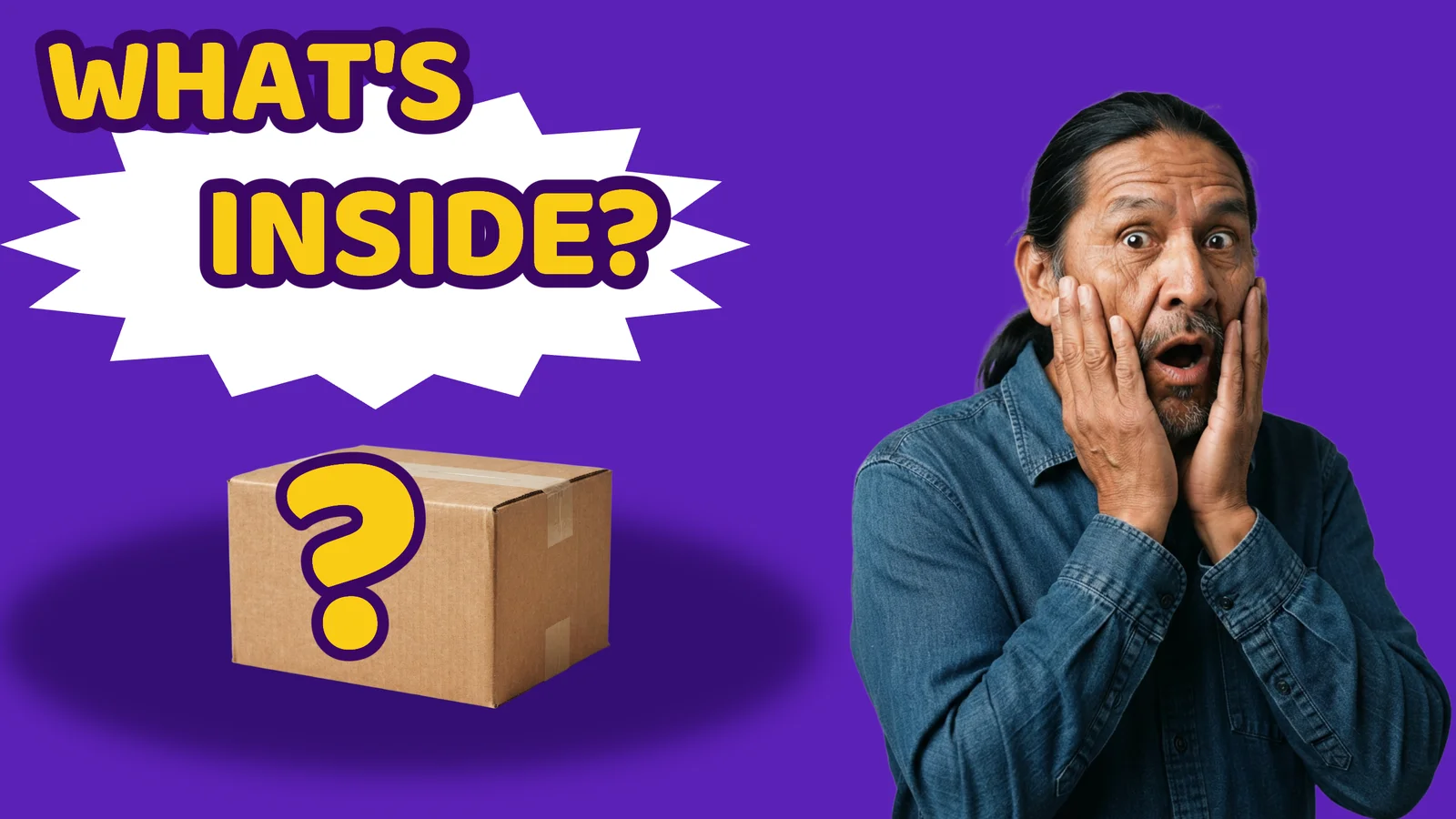 Mystery Box Unboxing YouTube Thumbnail — 16:9 Youtube thumbnail template