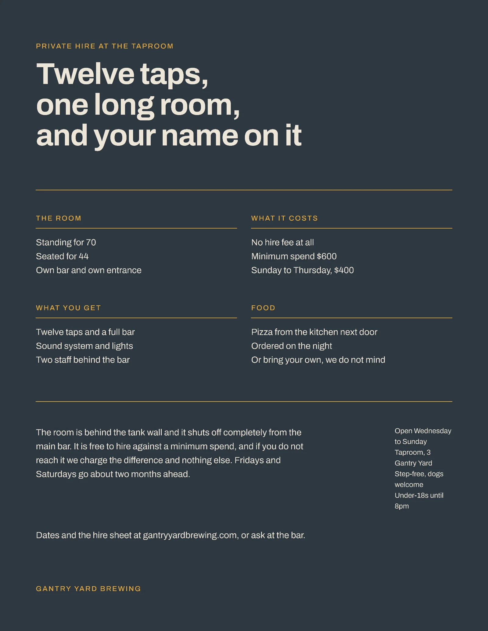 Slate Swiss Grid Taproom Birthday Hire Flyer — Letter Flyer template