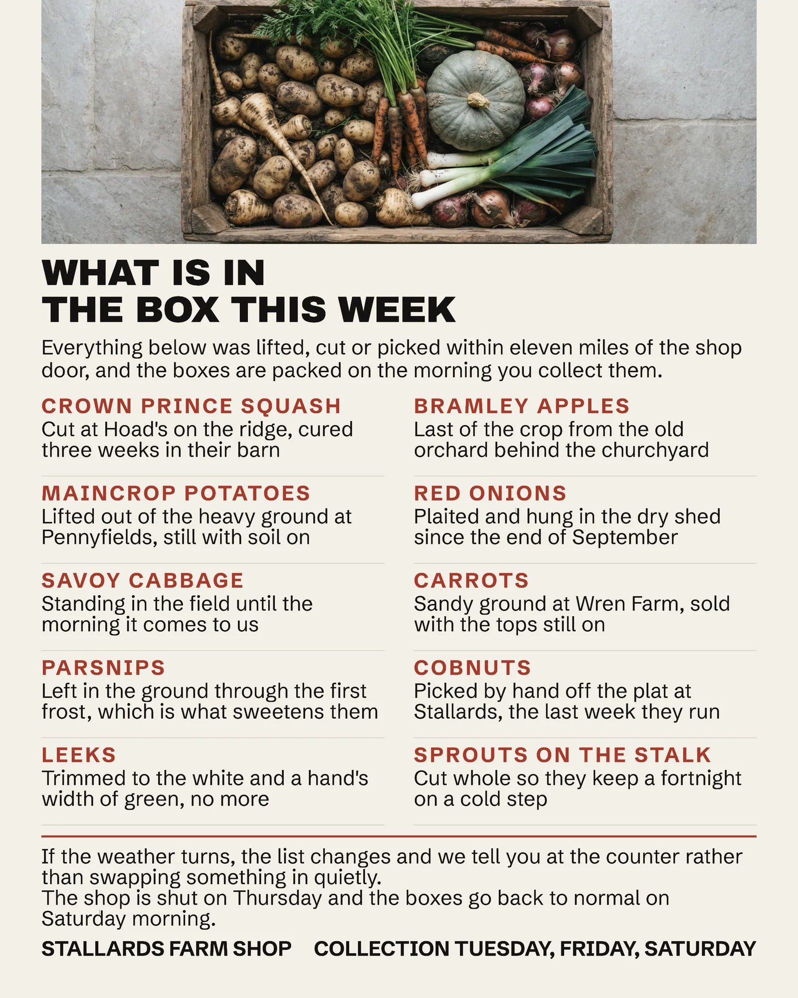 Bone Two Column List Farm Shop Thanksgiving Box Facebook Post — 4:5 Facebook post template