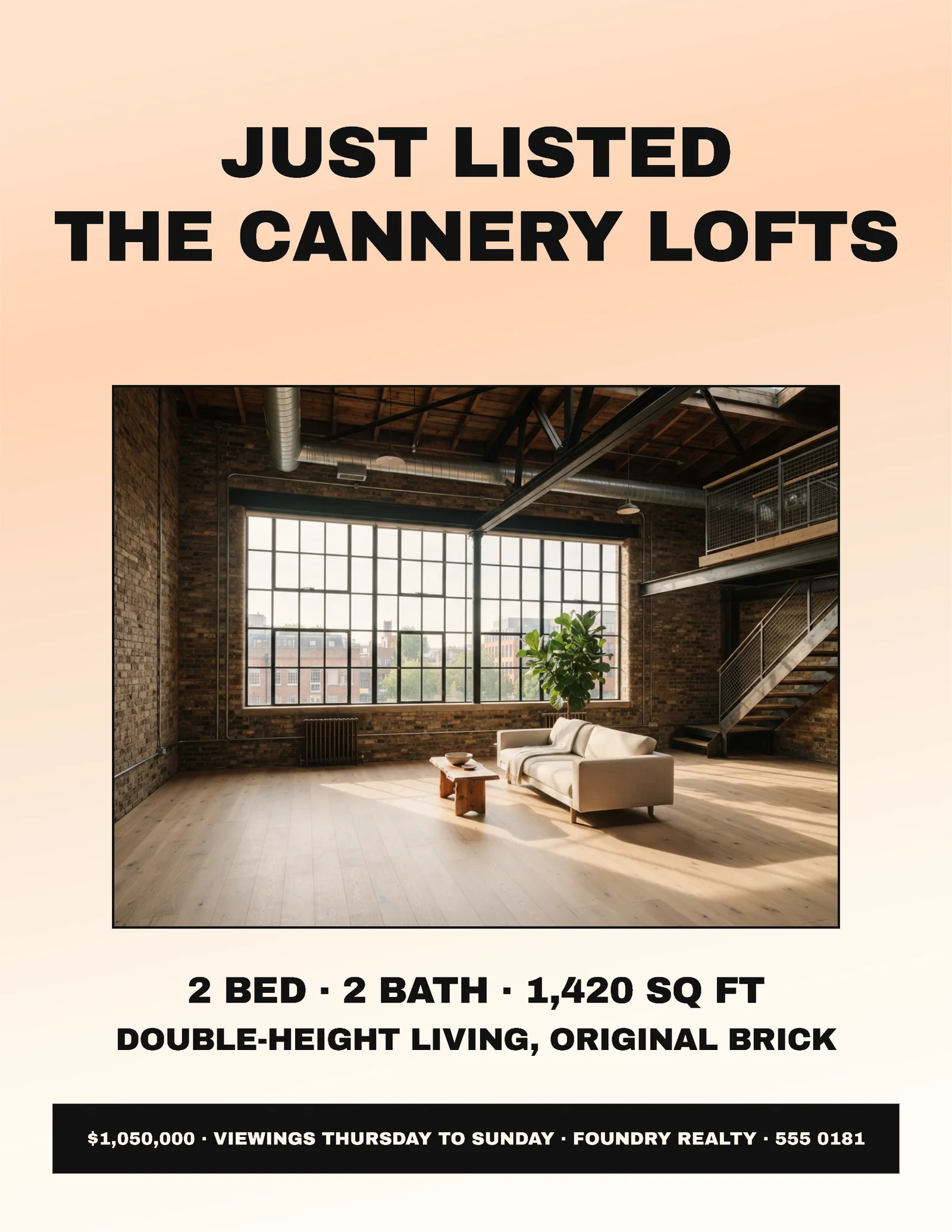 Framed Window Loft Just Listed Flyer — Letter Flyer template