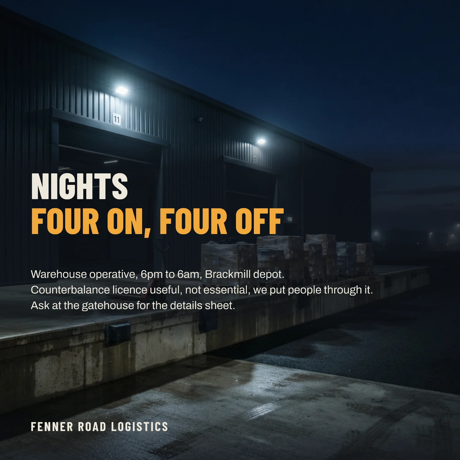 Depot Night Shift Hiring Instagram Post — 1:1 Instagram post template
