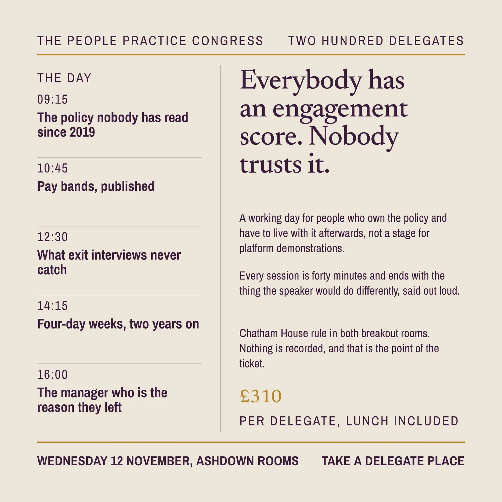 Oatmeal Aubergine Two Column People Congress LinkedIn Ad — 1:1 LinkedIn ad template