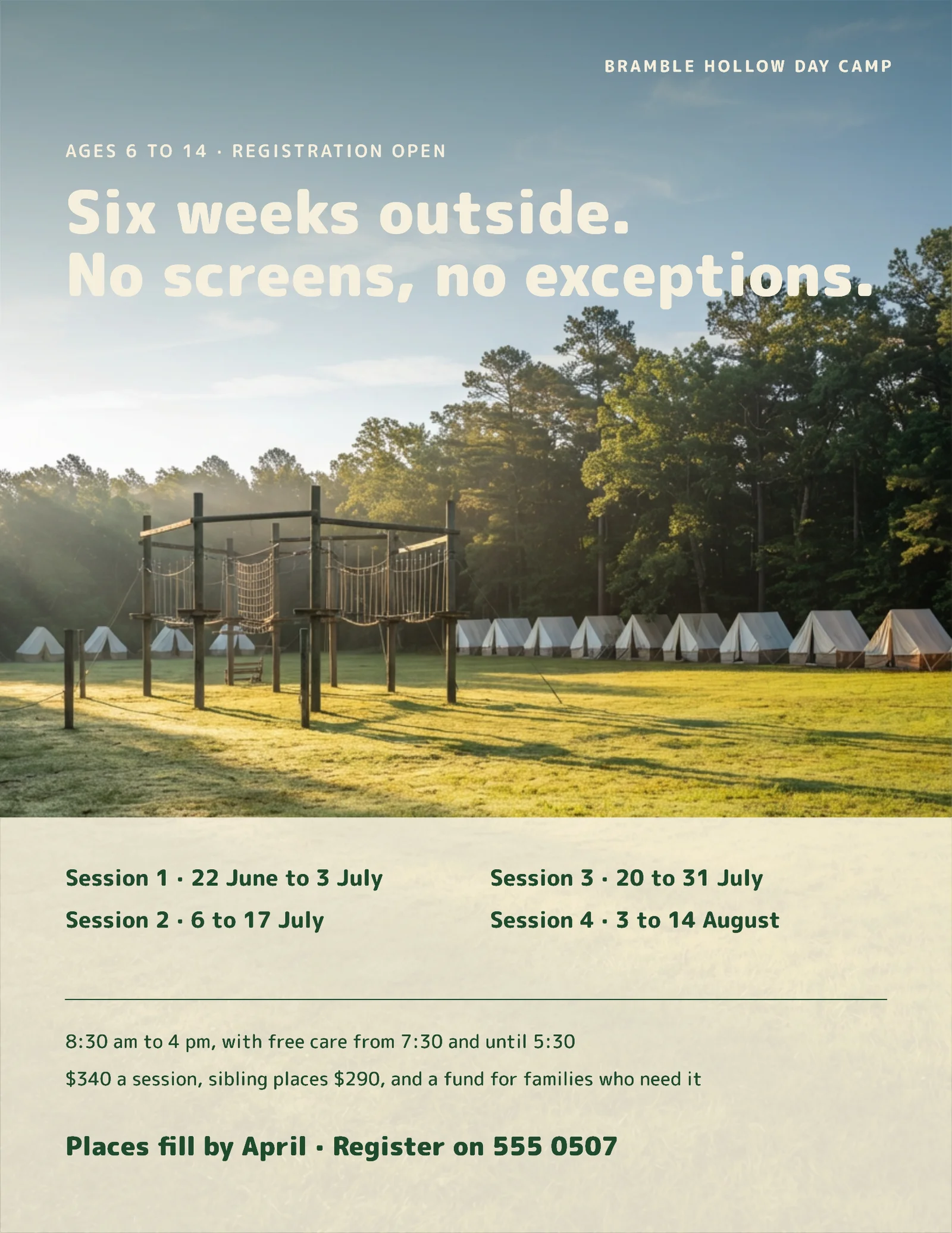 Meadow Full Bleed Summer Camp Flyer — Letter Flyer template