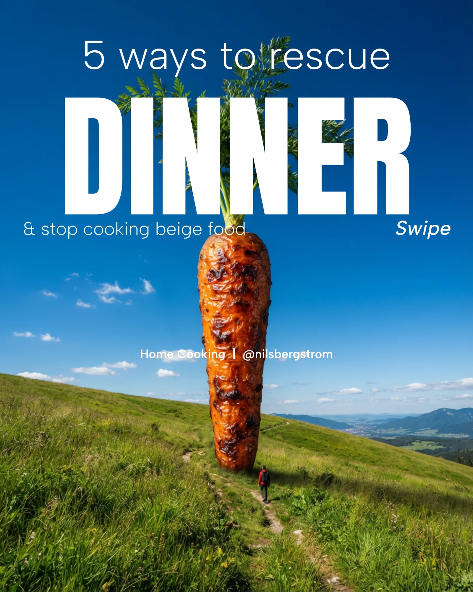 Mega Listicle Cooking Tips Carousel — 5-panel Instagram carousel carousel template, page 1 of 5