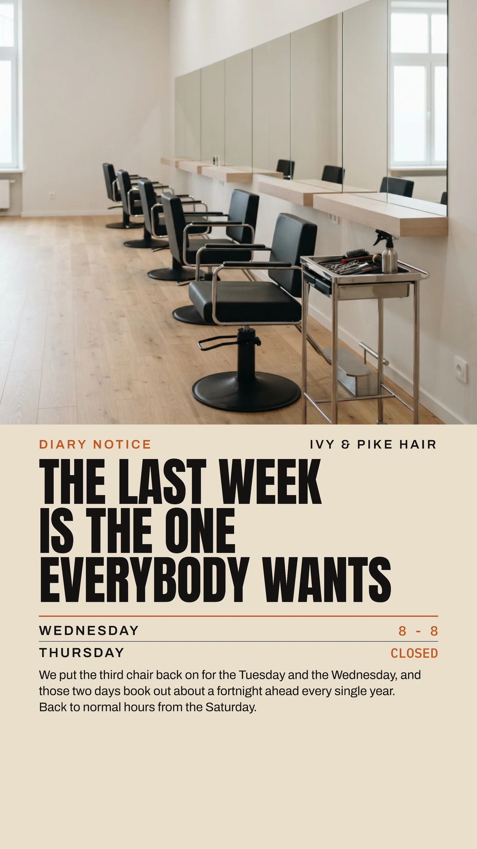 Oat Half Split Diary Hair Salon Thanksgiving Last Week Instagram Story — 9:16 Instagram story template