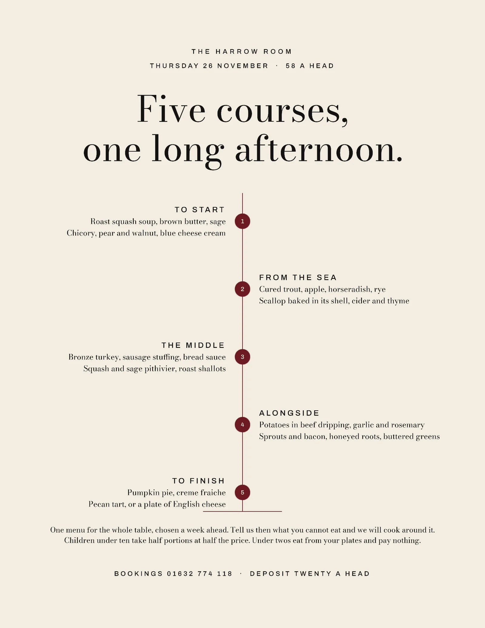 Bone Spine Courses Restaurant Thanksgiving Dinner Menu — Letter Menu template