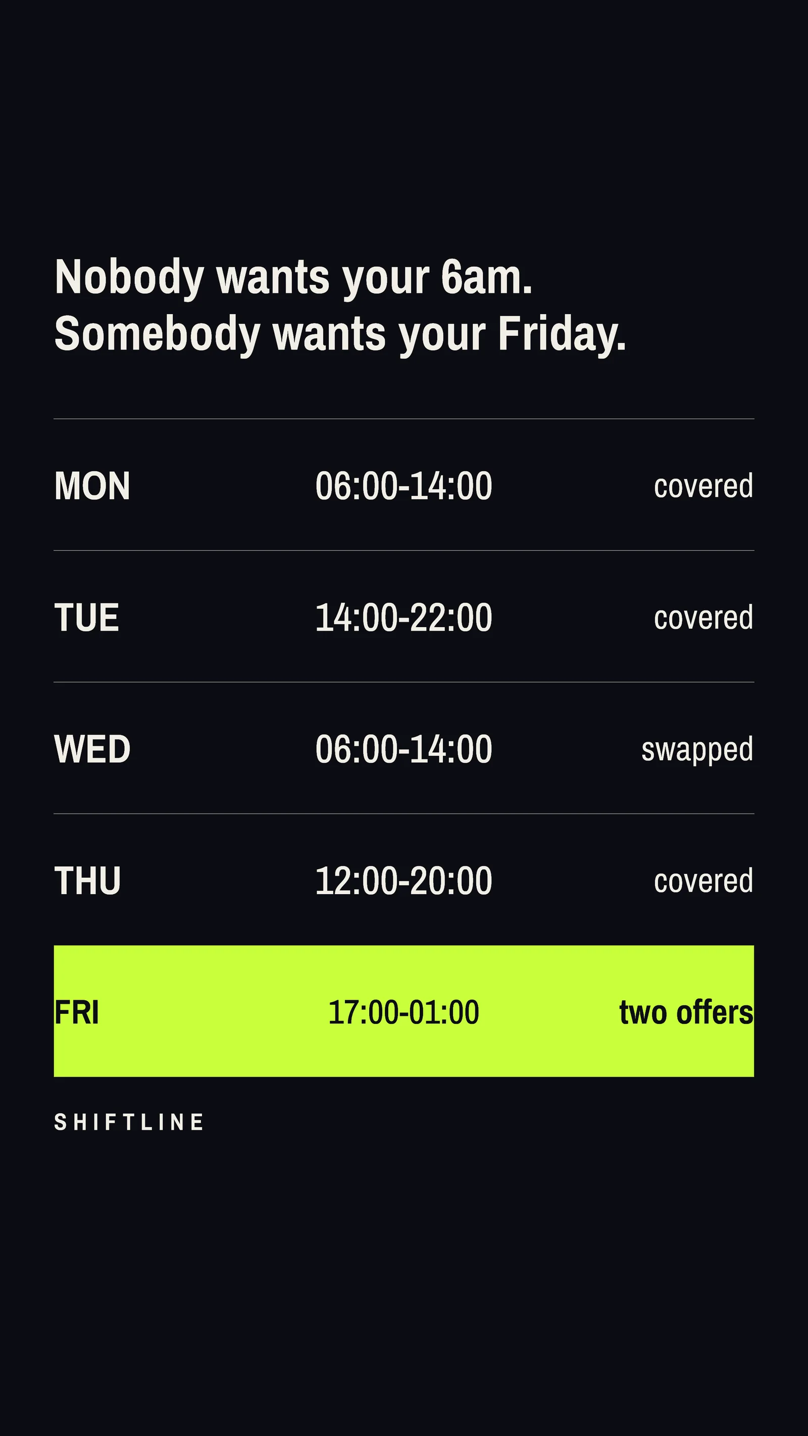 Shift Board Hospitality Rota Instagram Story — 9:16 Instagram story template