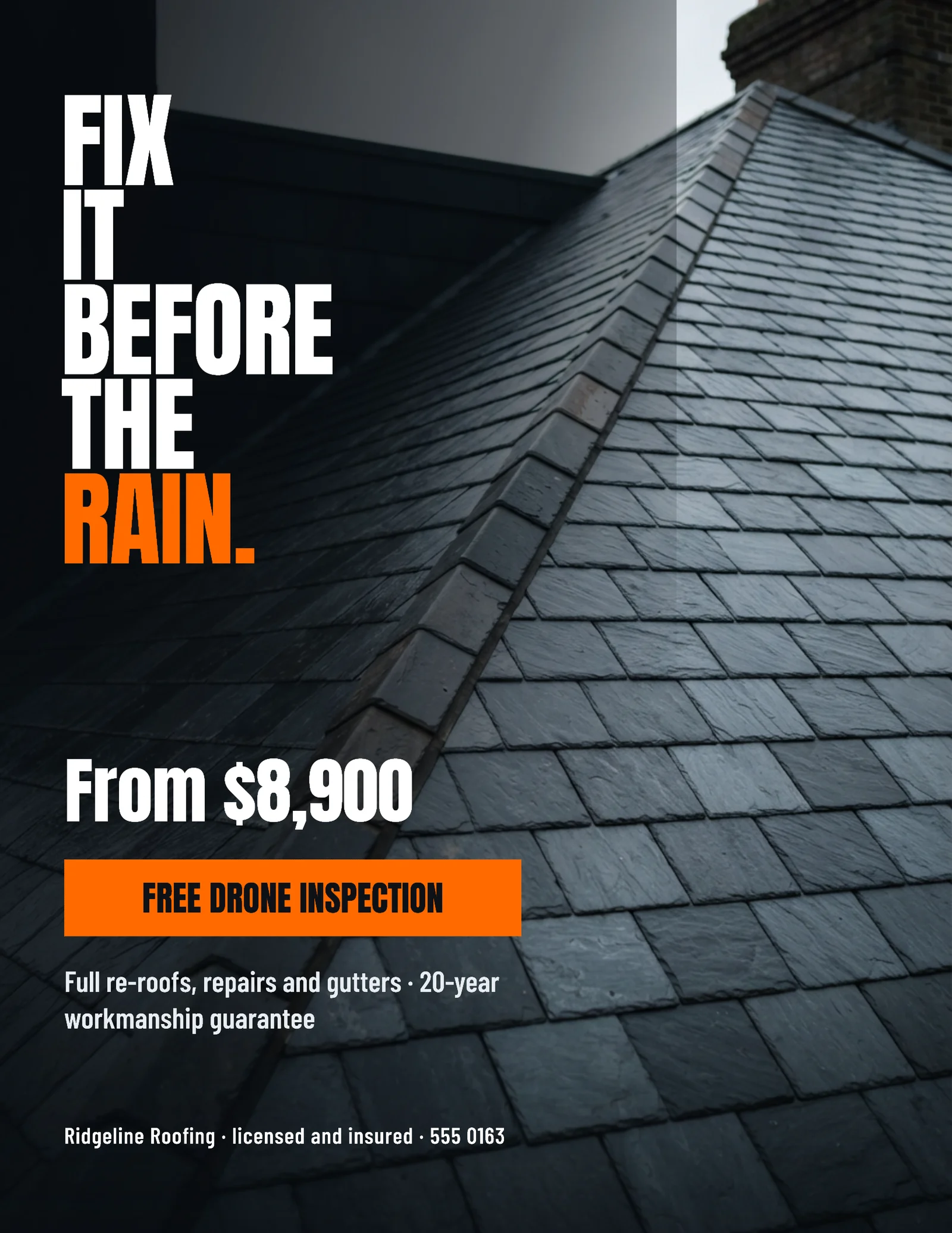 Condensed Column Roofing Contractor Flyer — Letter Flyer template