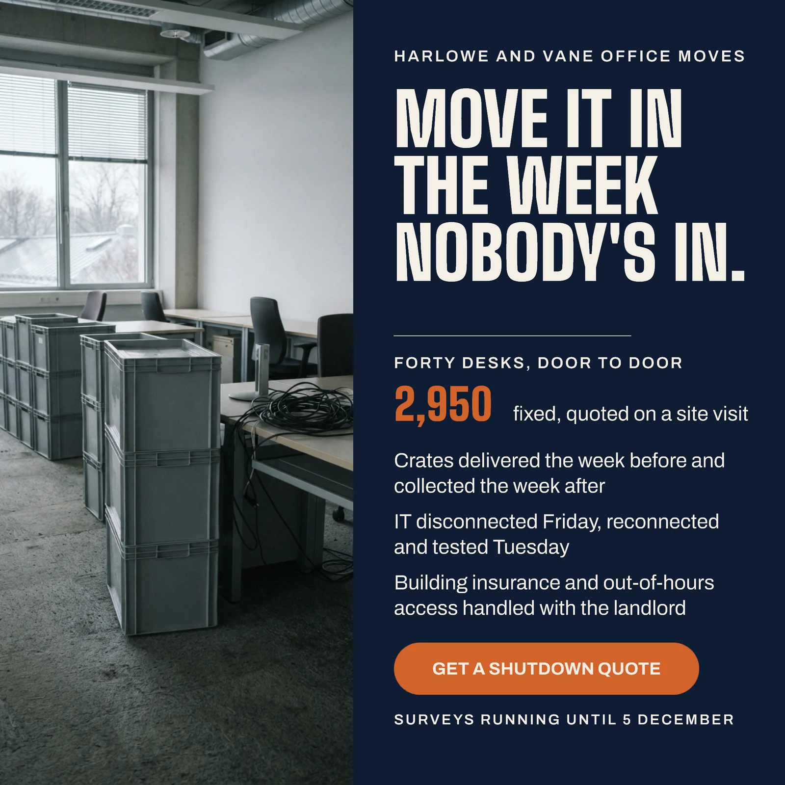 Office Removals Shutdown Week LinkedIn Ad — 1:1 LinkedIn ad template