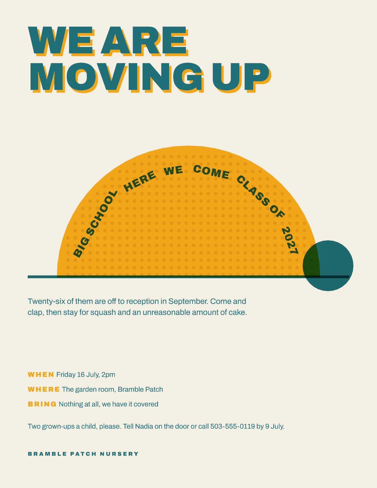 Marigold Risograph Preschool Moving Up Invitation — Letter Invitation template