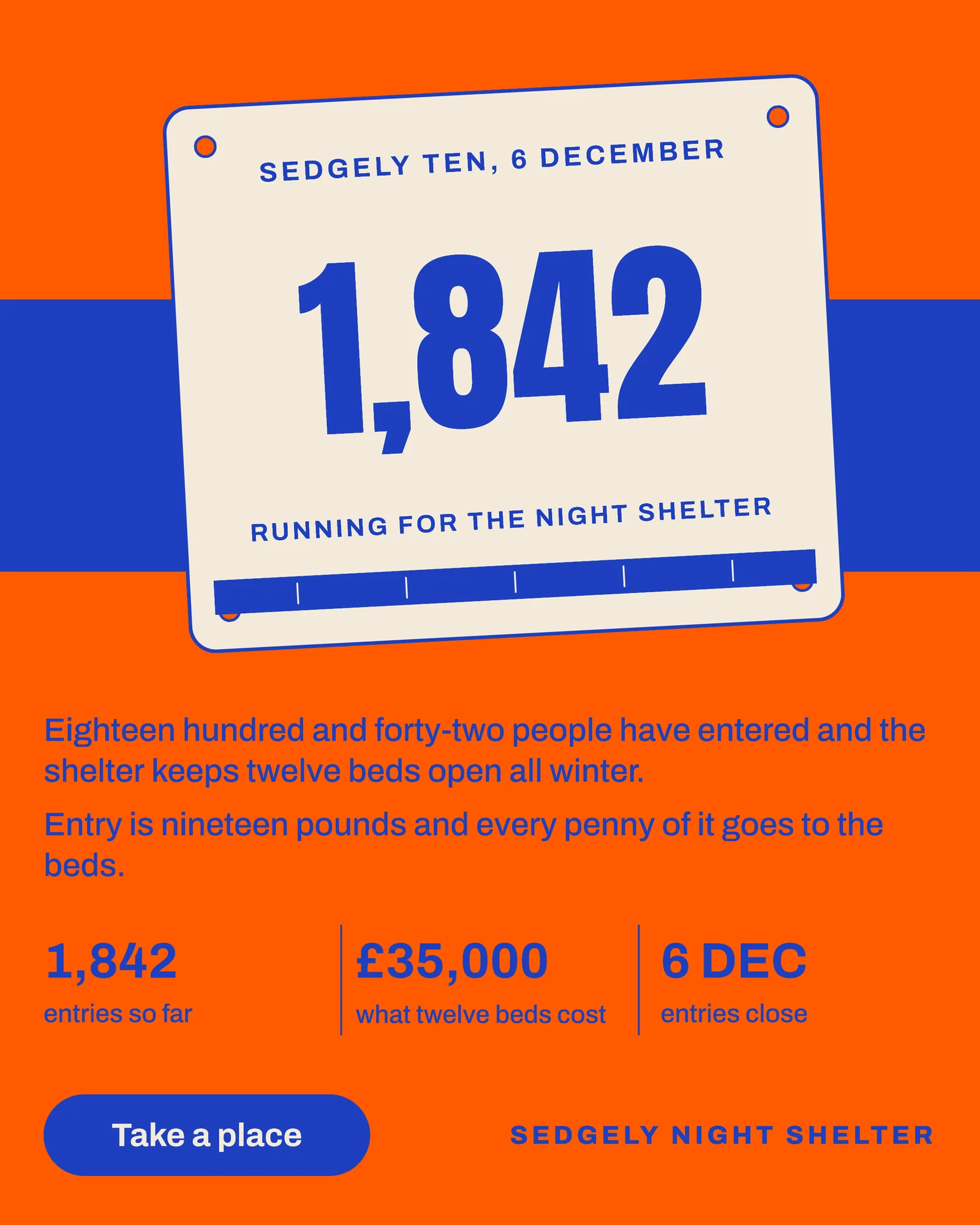 Signal Orange Race Bib Charity Run Fundraiser Facebook Ad — 4:5 Facebook ad template