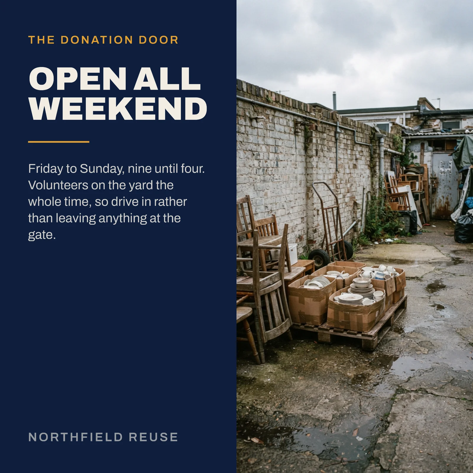Navy Amber Panel Split Reuse Charity Black Friday Weekend Instagram Post — 1:1 Instagram post template