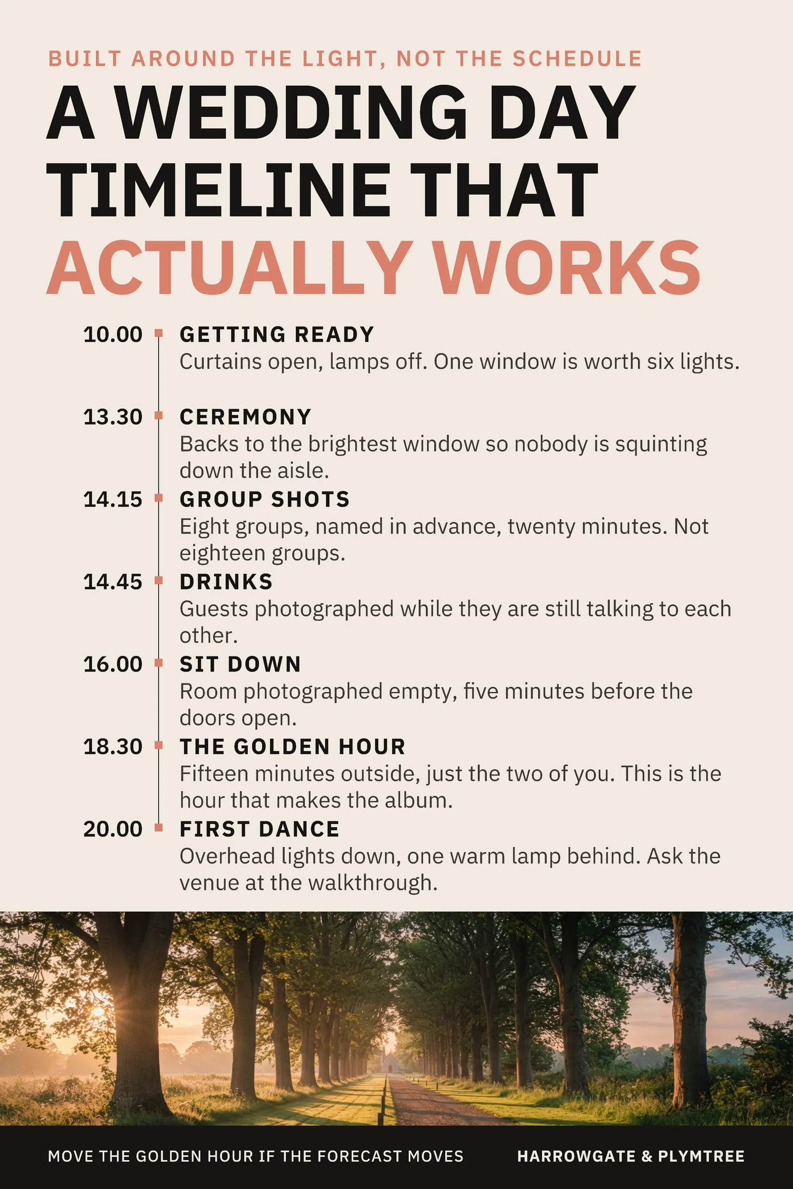 Bone Coral Vertical Time Rail Wedding Day Photography Pinterest Pin — 2:3 Pinterest pin template