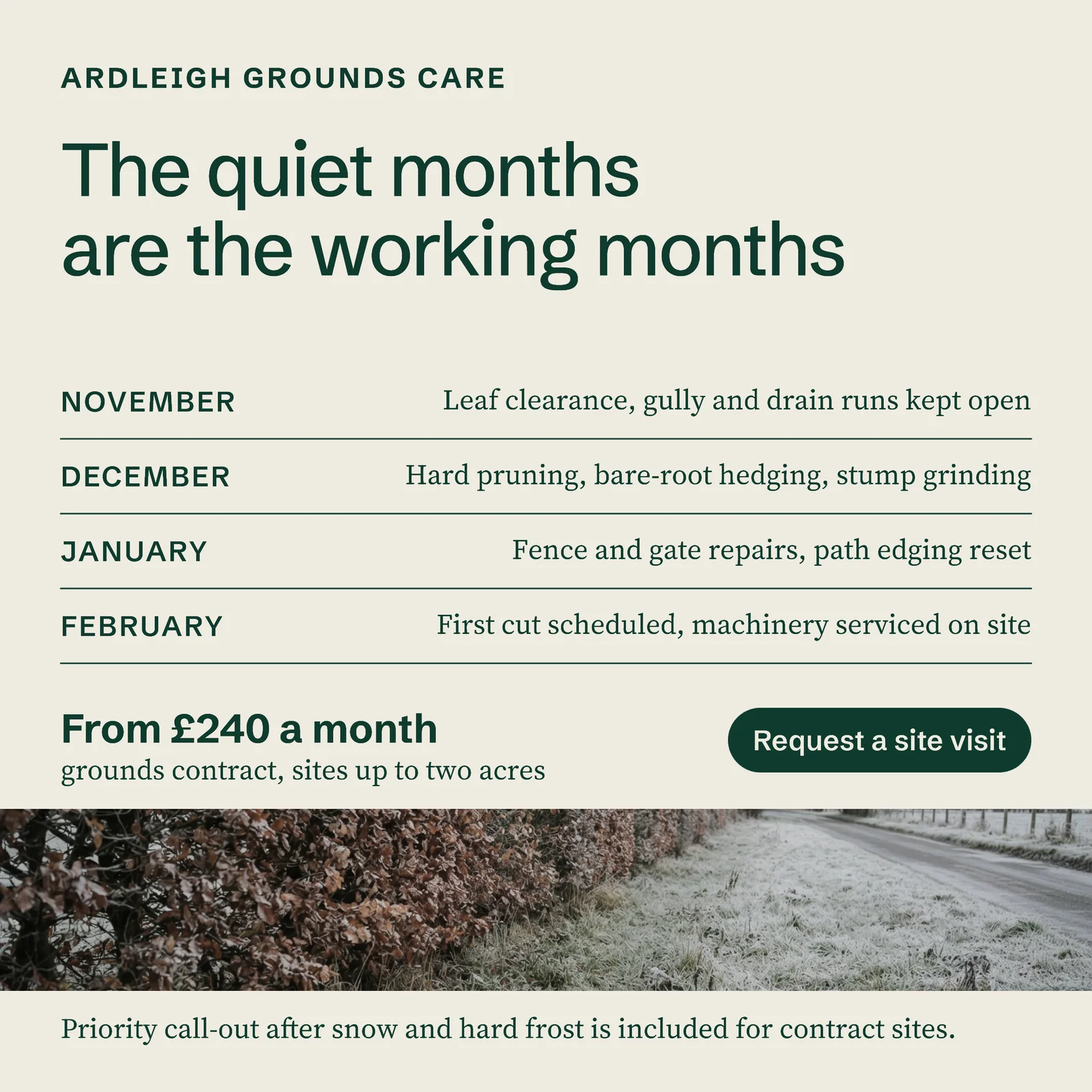 Winter Grounds Care Contract Instagram Ad — 1:1 Instagram ad template