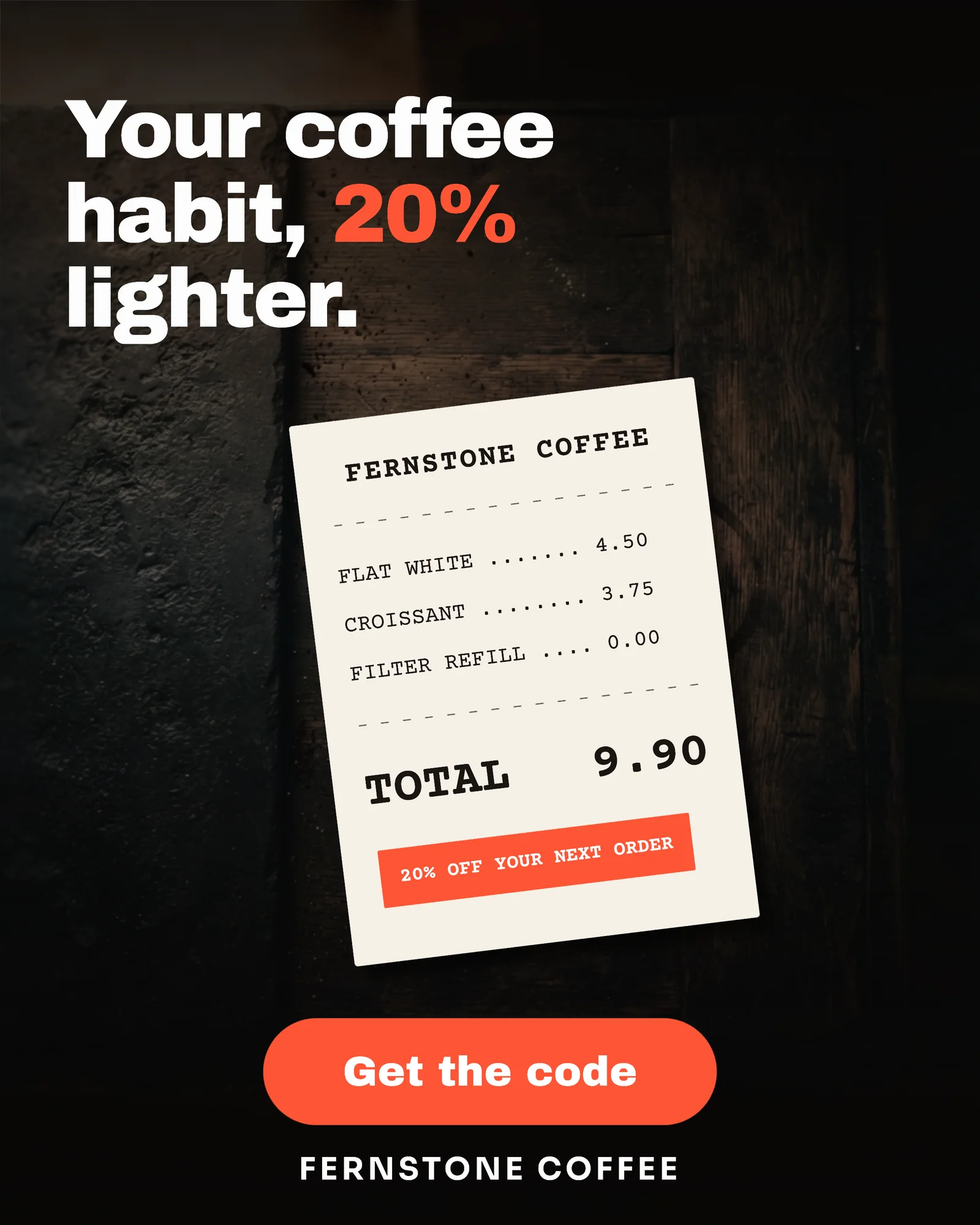 Thermal receipt offer ad — 4:5 Instagram ad template