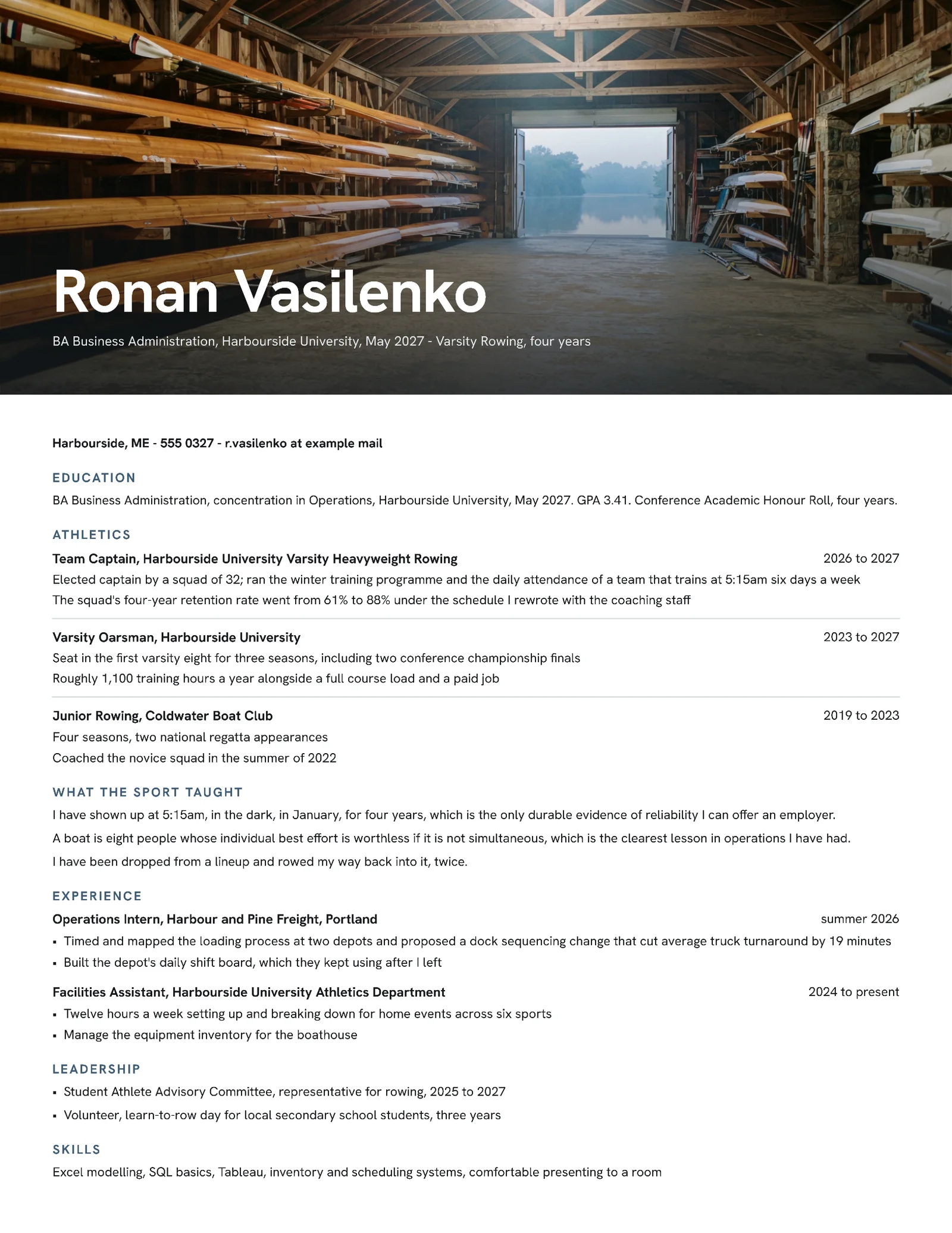 Student Athlete Resume — Letter Resume template