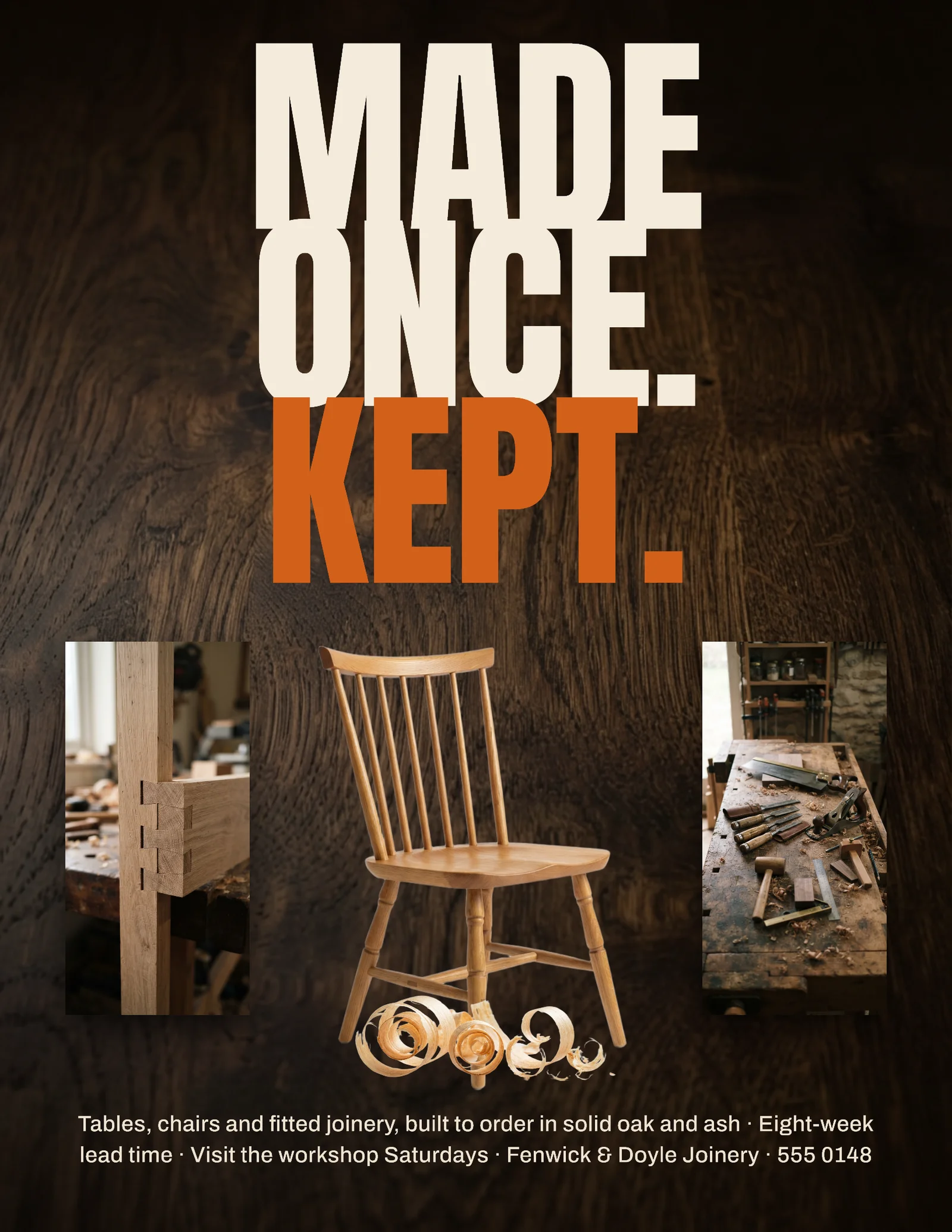 Macro Grain Triptych Joinery Workshop Flyer — Letter Flyer template