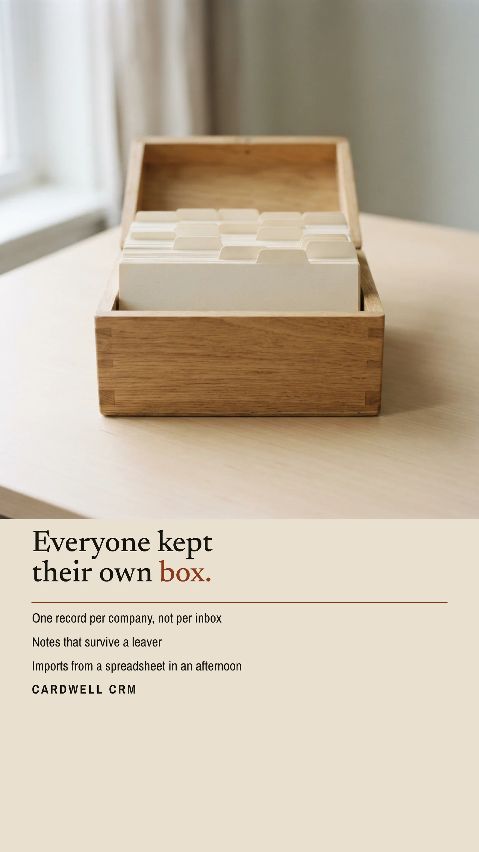 Oat Index Card Box CRM Facebook Story — 9:16 Facebook story template
