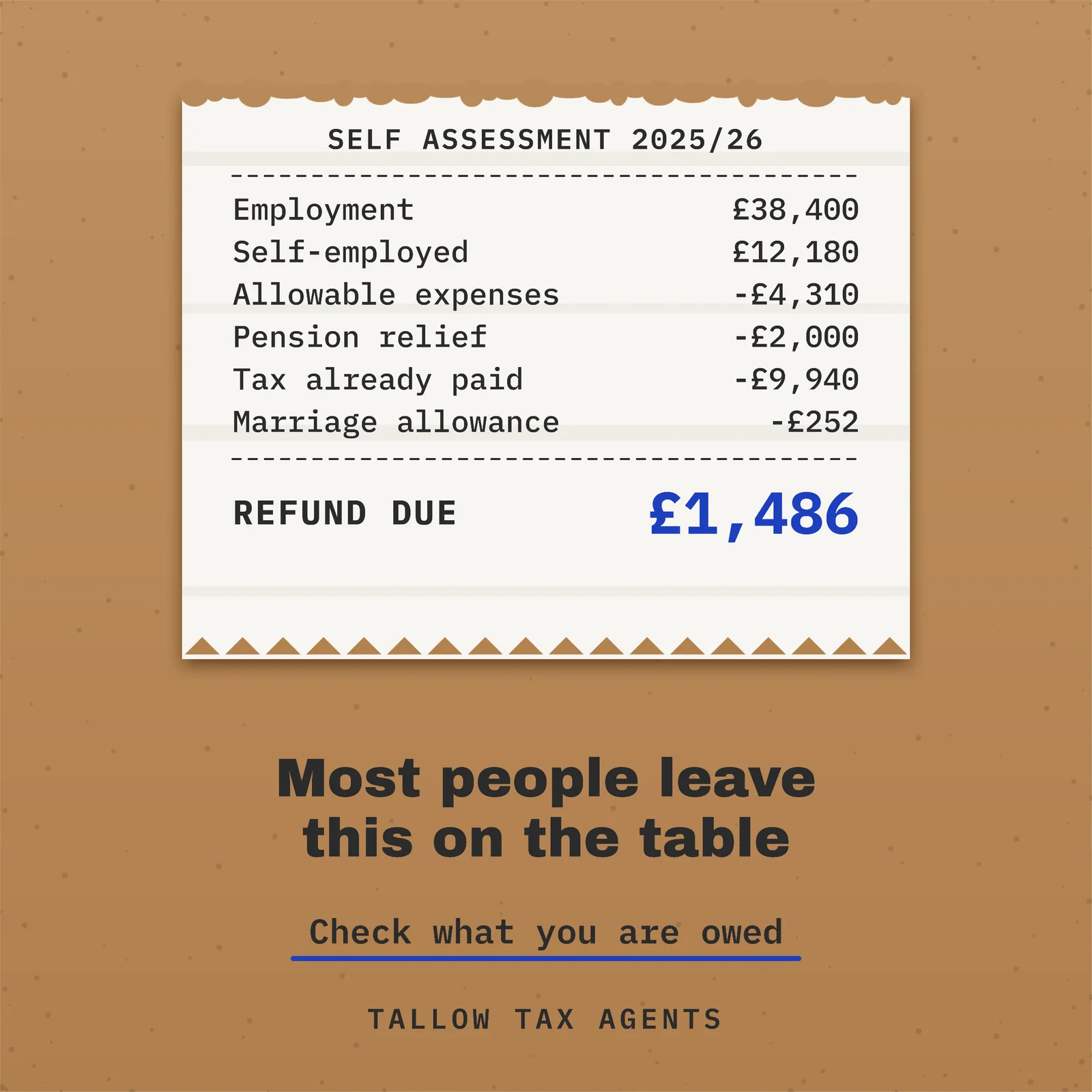 Kraft Thermal Receipt Tax Agent Refund Facebook Ad — 1:1 Facebook ad template