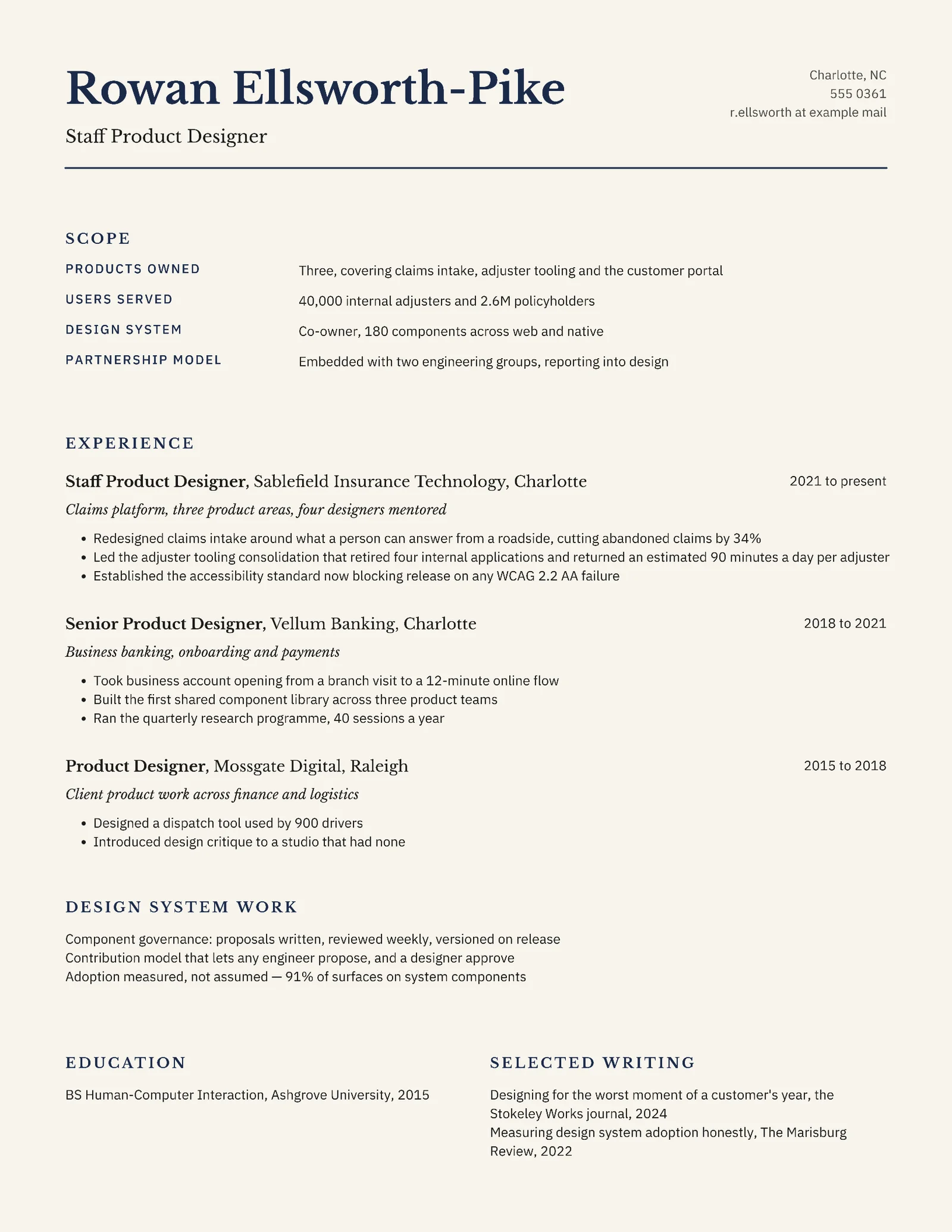 Product Designer Resume — Letter Resume template