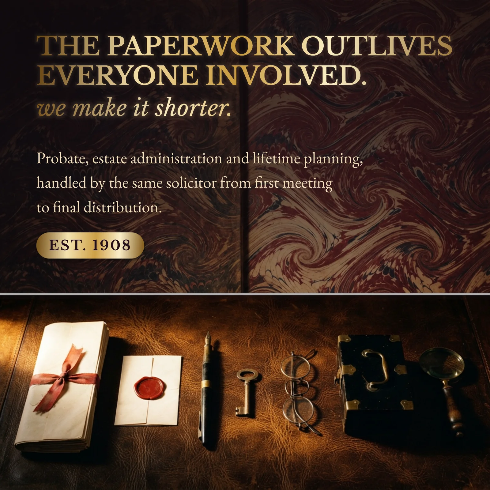 Marbled endpaper still life — 1:1 Instagram ad template