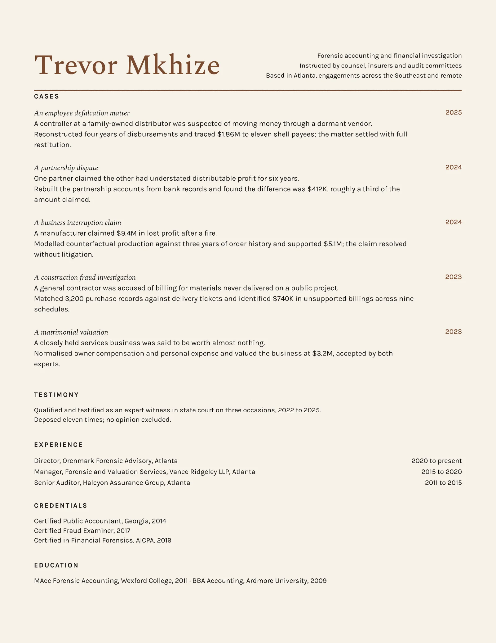 Forensic Accountant Resume — Letter Resume template
