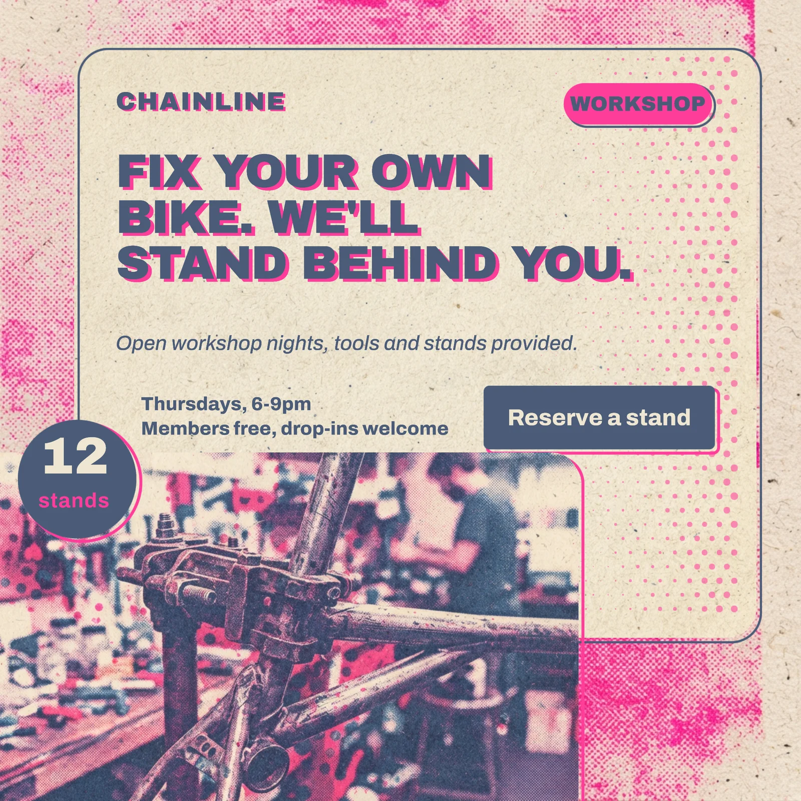 Risograph workshop night — 1:1 Instagram ad template