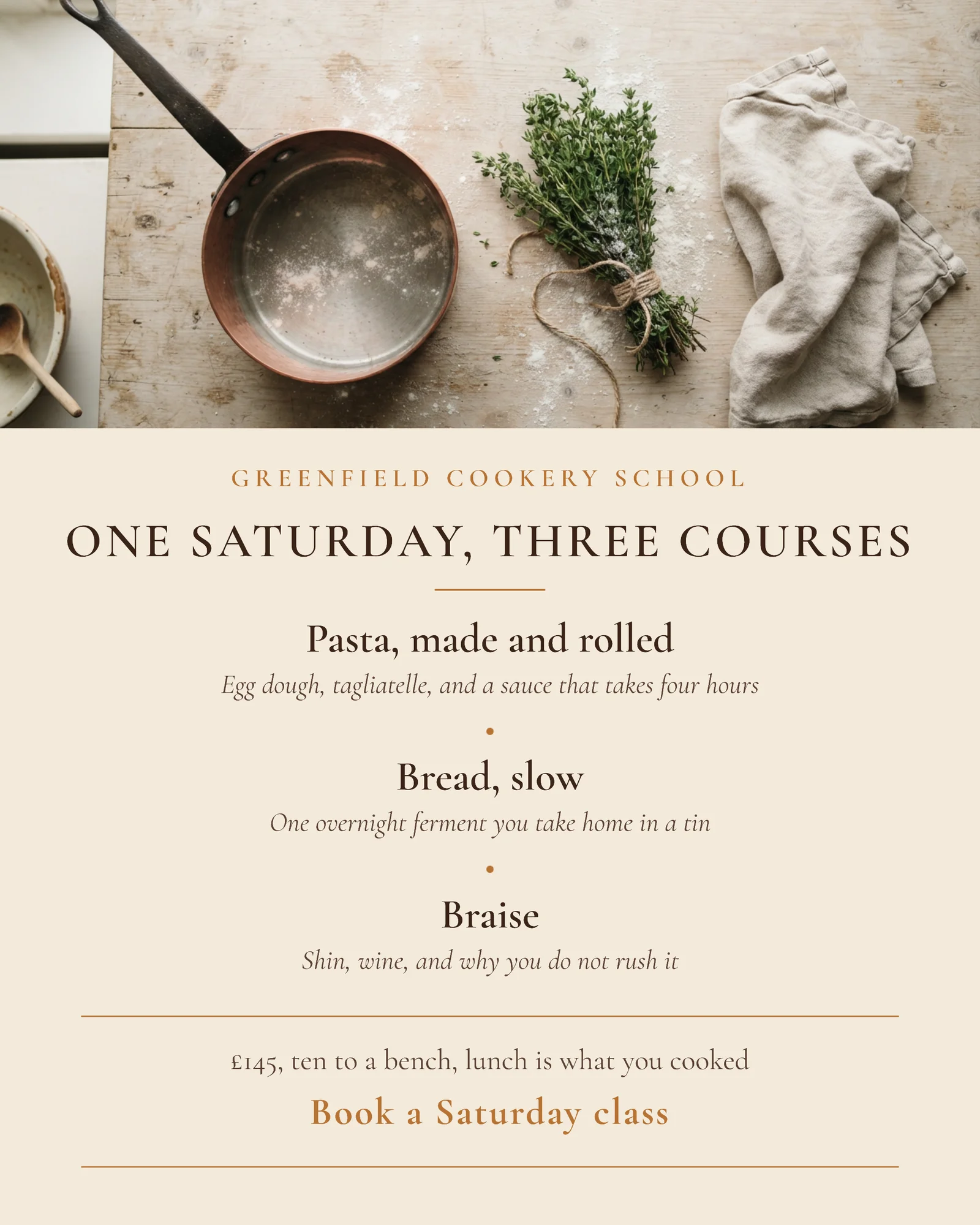 Copper Menu Card Cookery School Facebook Ad — 4:5 Facebook ad template