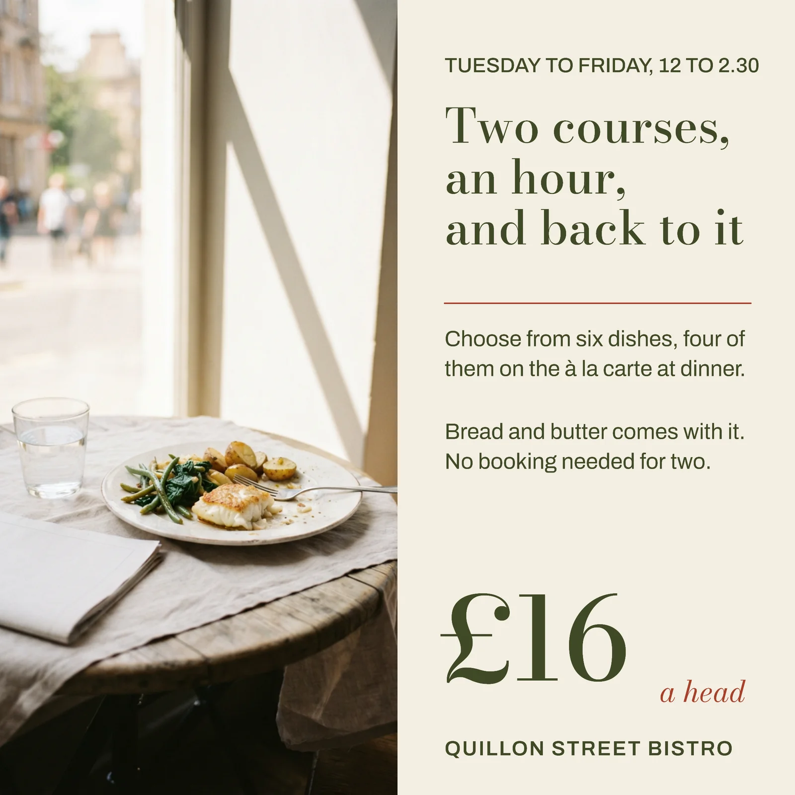 Weekday Set Lunch Bistro Instagram Ad — 1:1 Instagram ad template