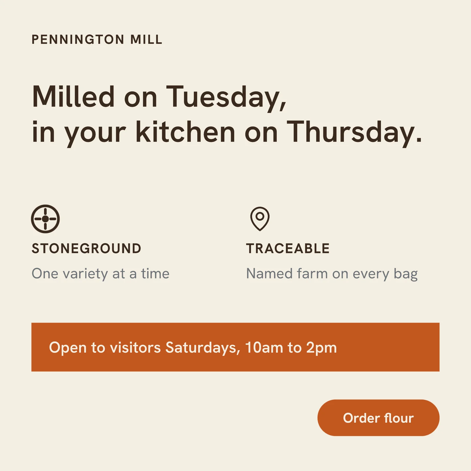 Cream mill with visitor bar — 1:1 Instagram ad template