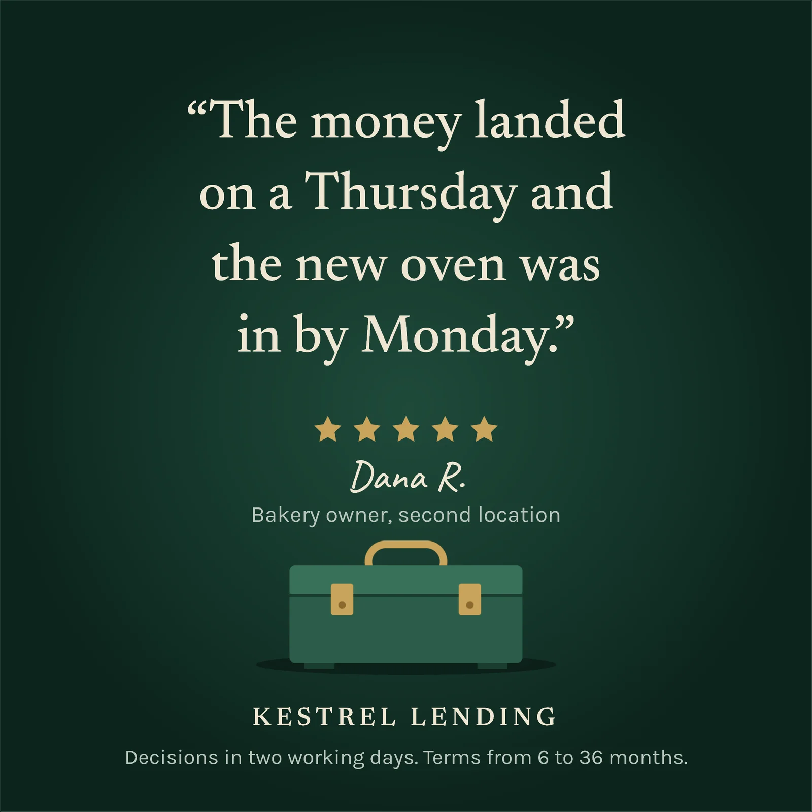Small Business Loan Testimonial Card — 1:1 Instagram ad template