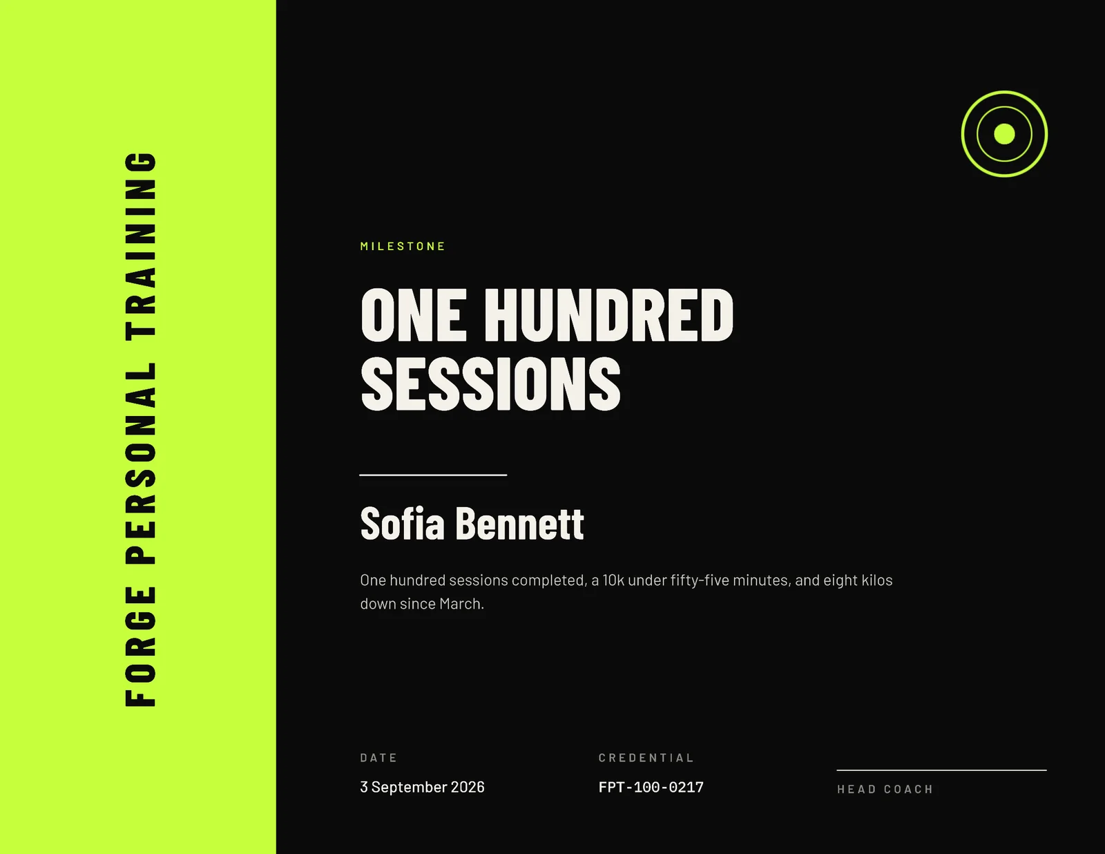 Modern Fitness Milestone Certificate — Letter landscape Certificate template
