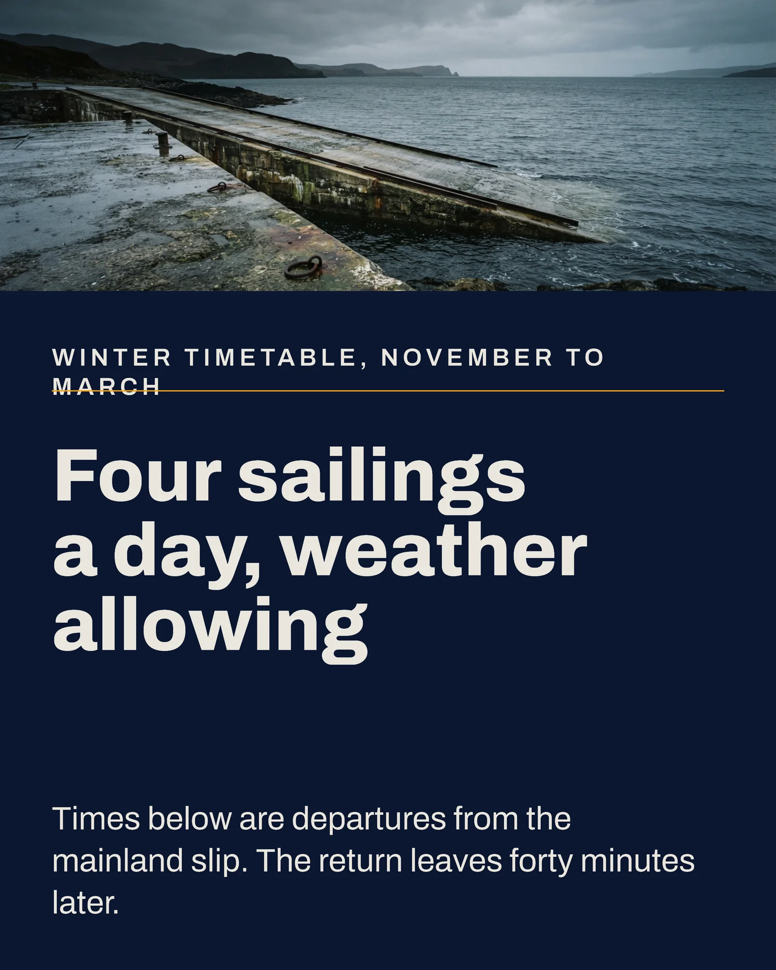Island Ferry Winter Timetable Instagram Carousel — 5-panel Instagram carousel carousel template, page 1 of 5