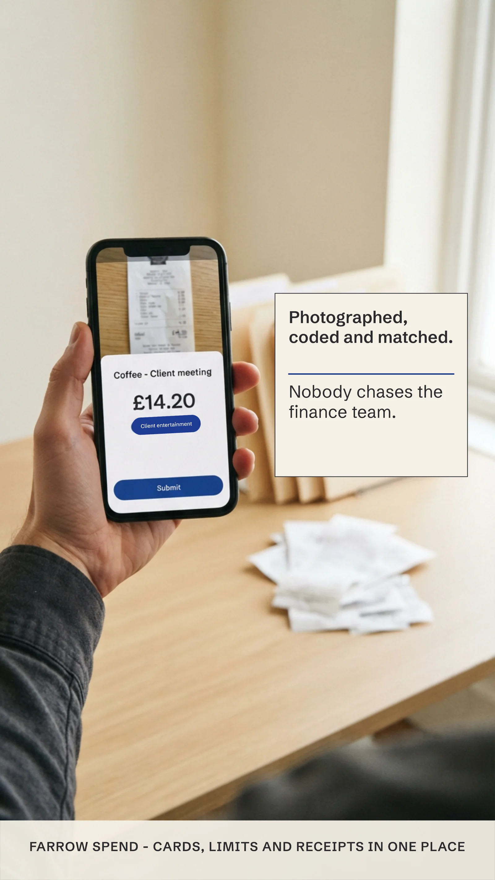 In-hand capture with note — 9:16 Instagram ad template