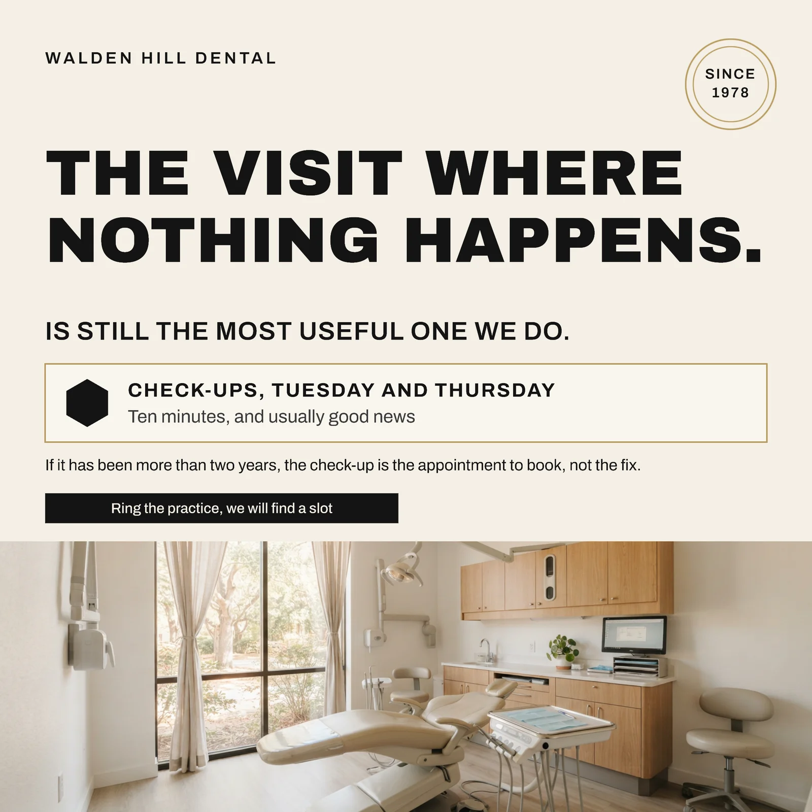 Nothing Happens Dental Facebook Post — 1:1 Facebook post template