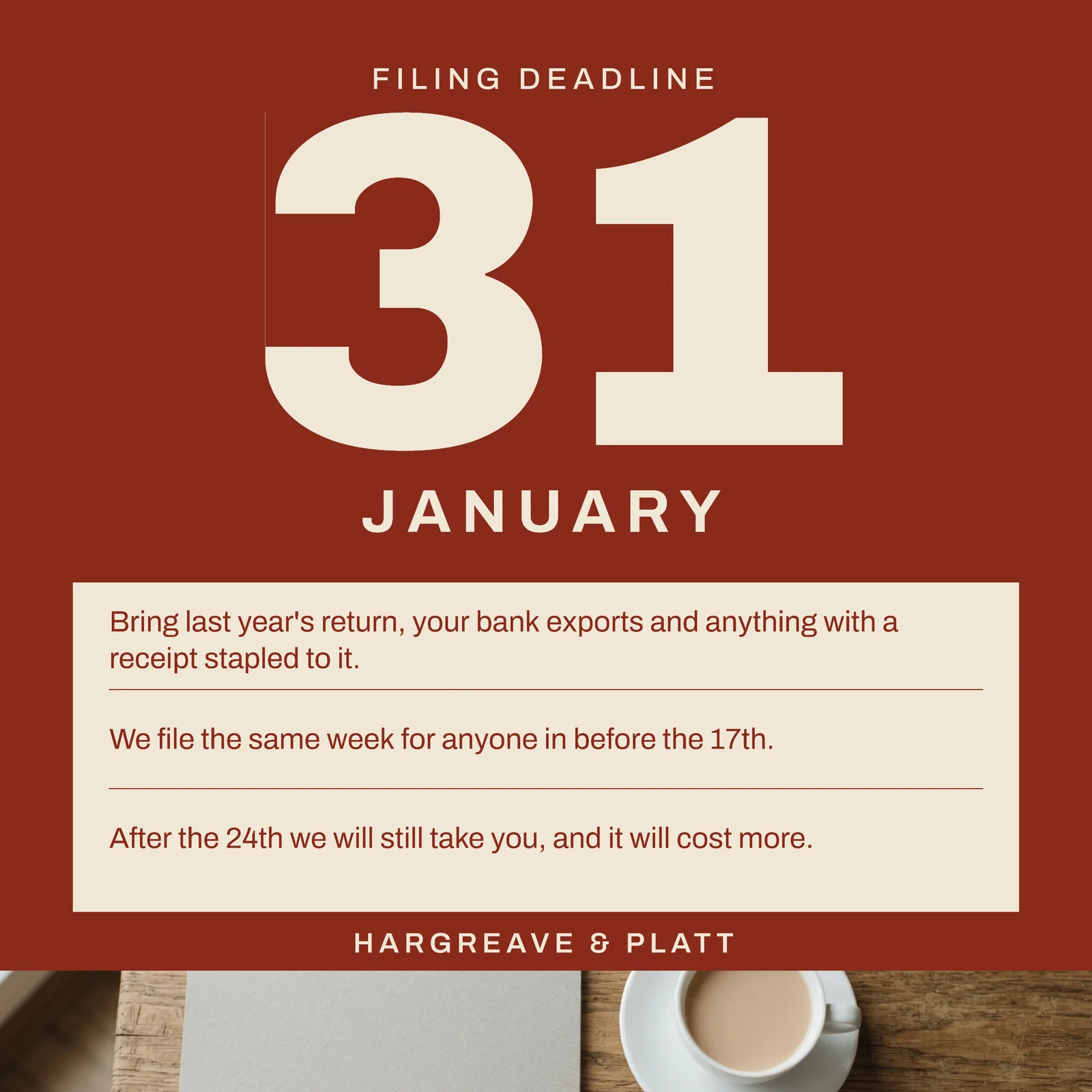 Self Assessment Deadline Accounting Facebook Ad — 1:1 Facebook ad template