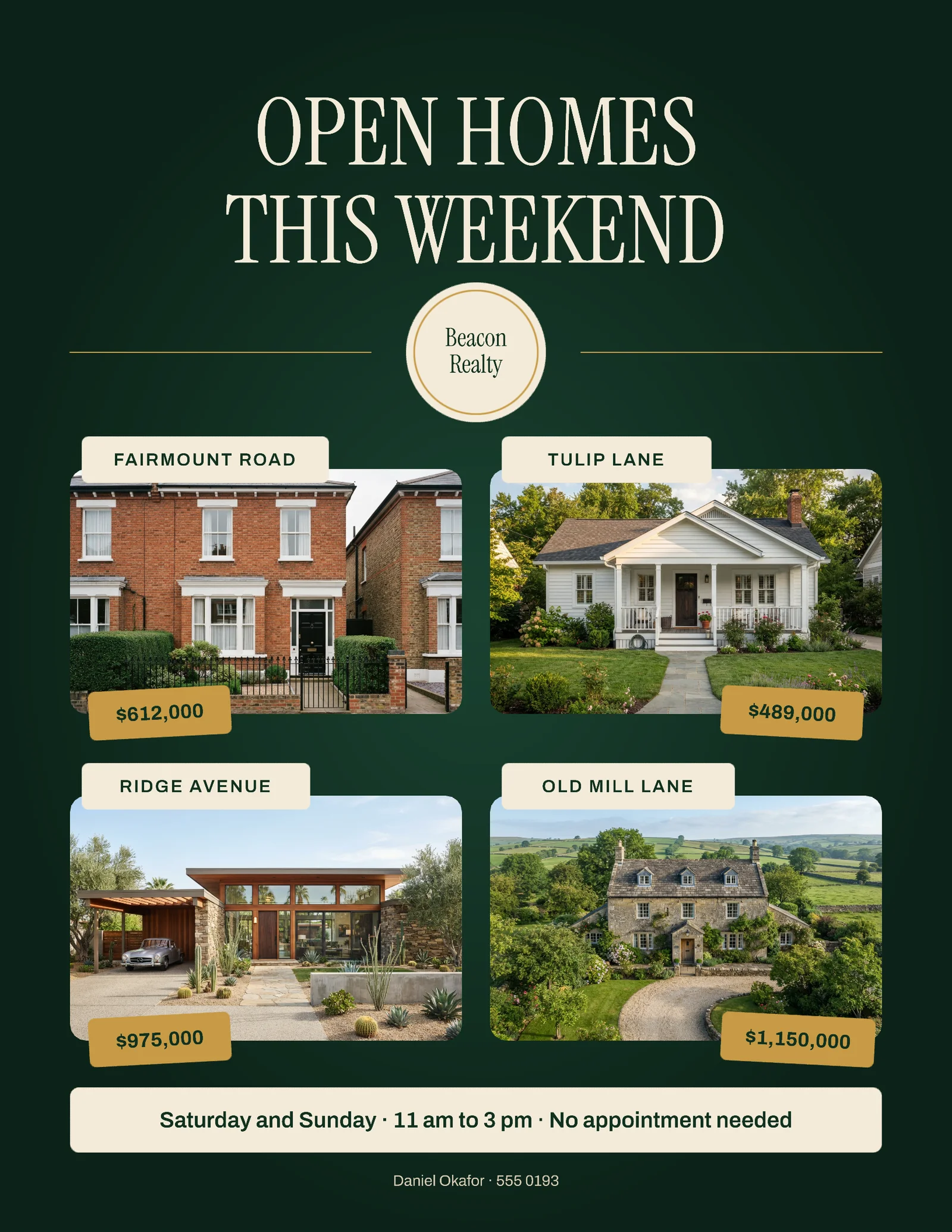 Four-Up Grid Open Homes Flyer — Letter Flyer template