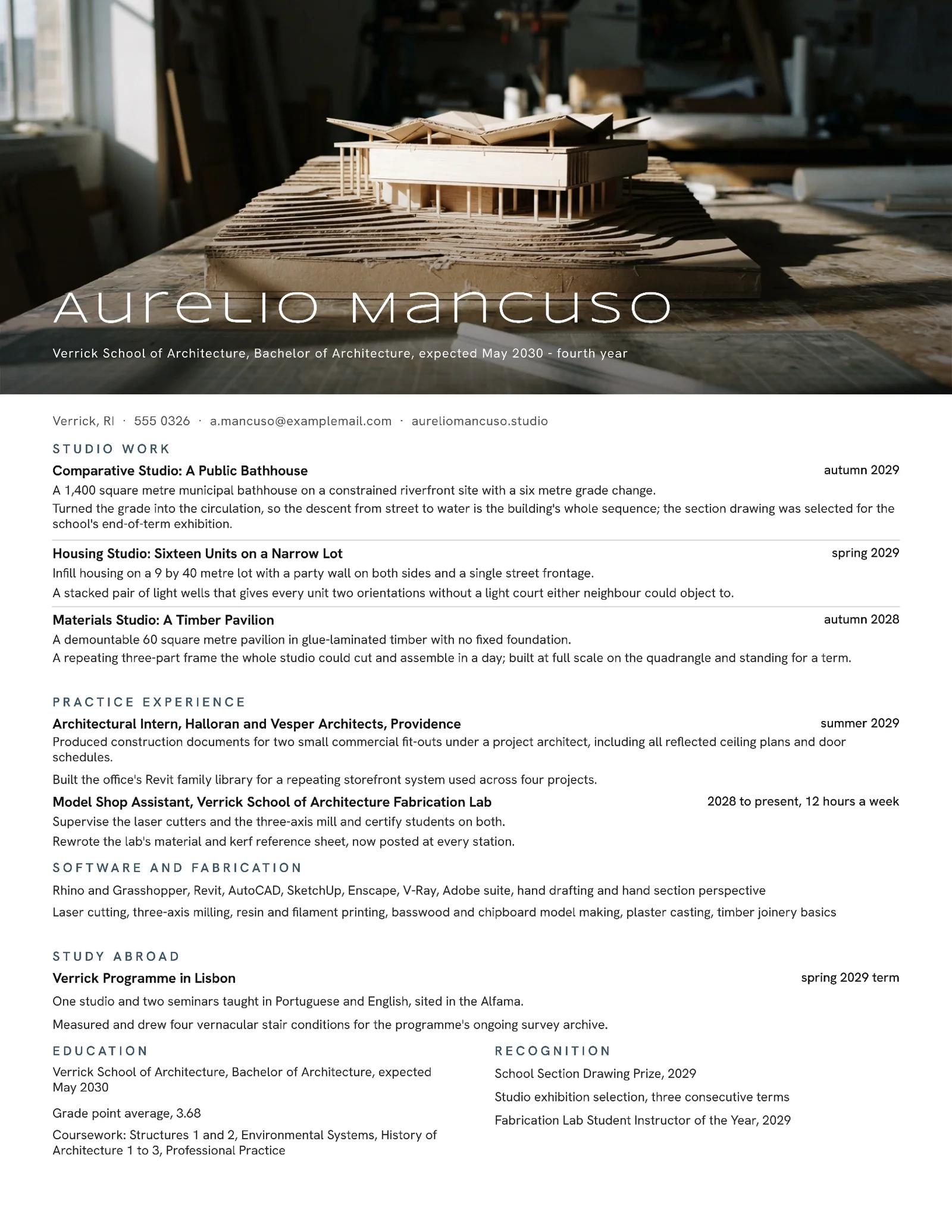 Architecture Internship Resume — Letter Resume template
