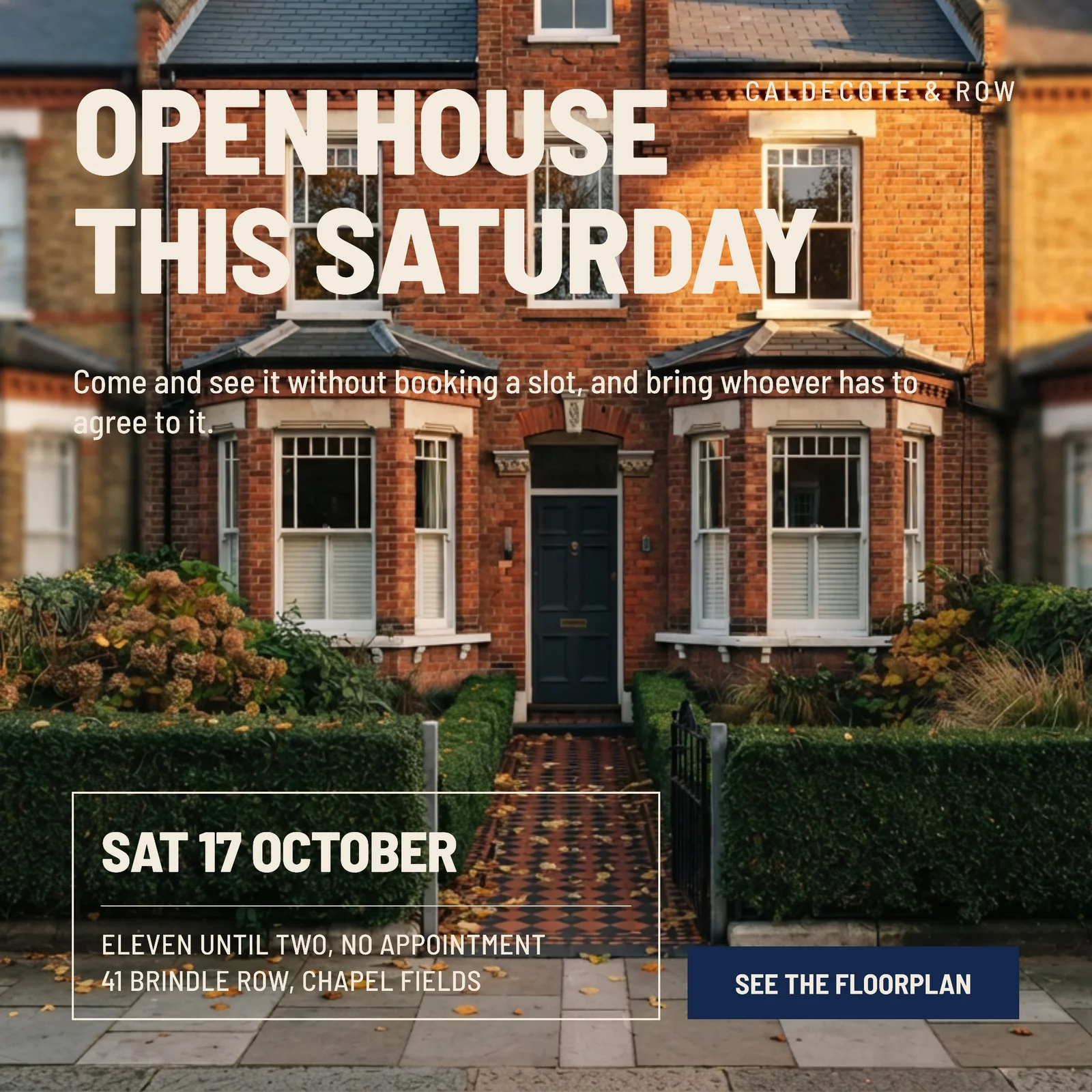 Bone Ink Full Bleed Estate Agency Open House Instagram Ad — 1:1 Instagram ad template