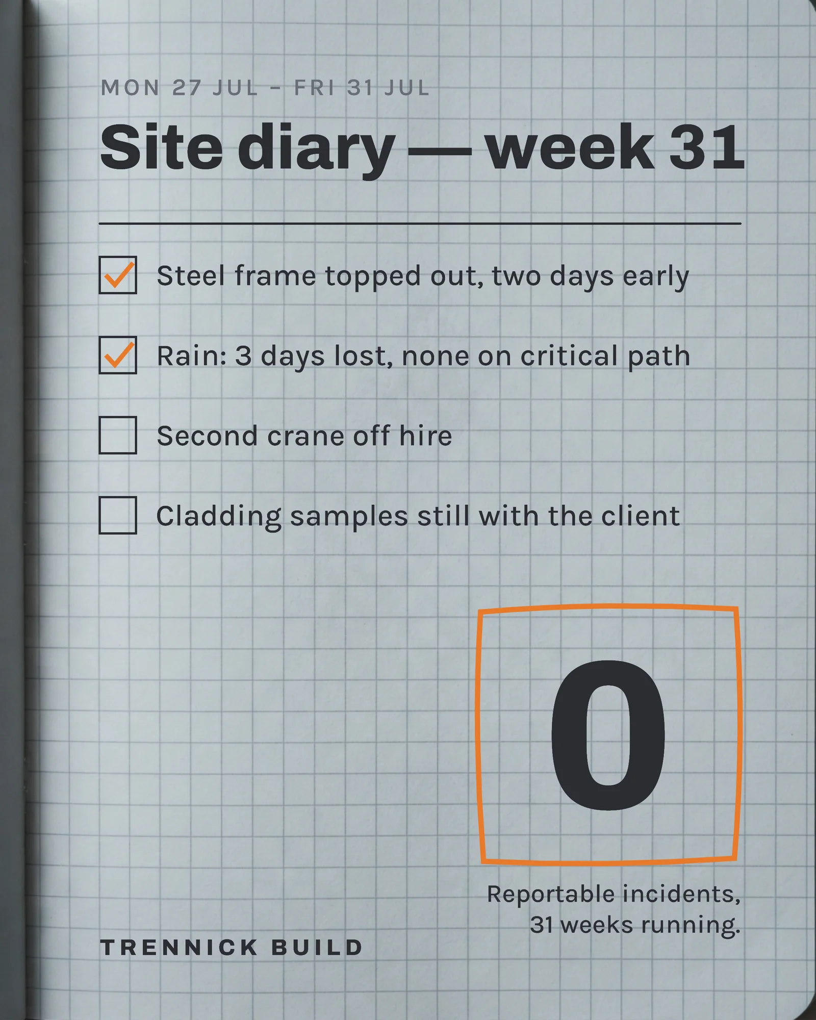 Site Diary Field Notebook LinkedIn Post — 4:5 LinkedIn post template