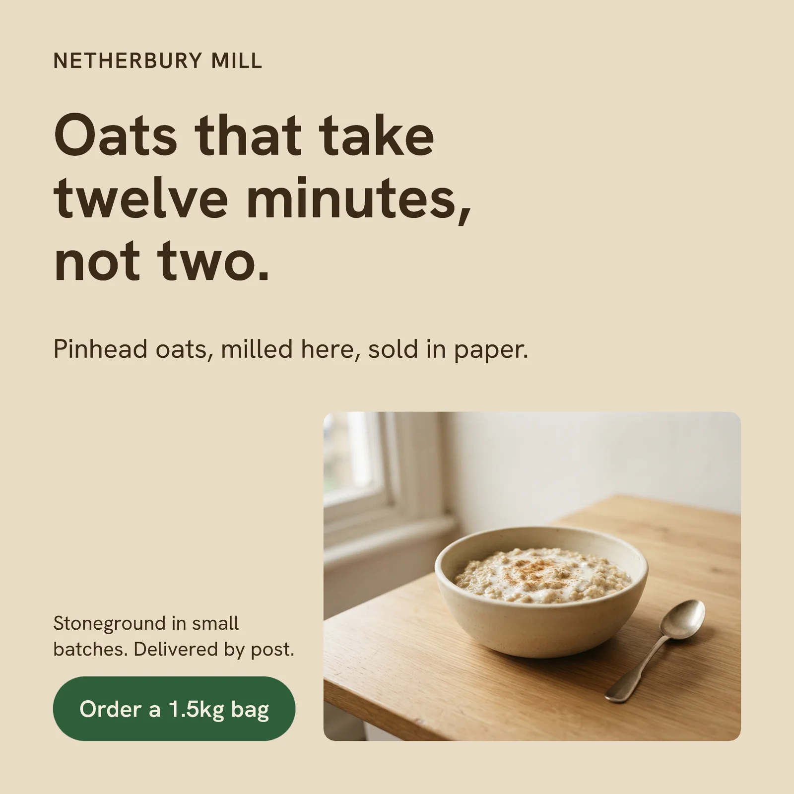 Sand serif with porridge — 1:1 Instagram ad template