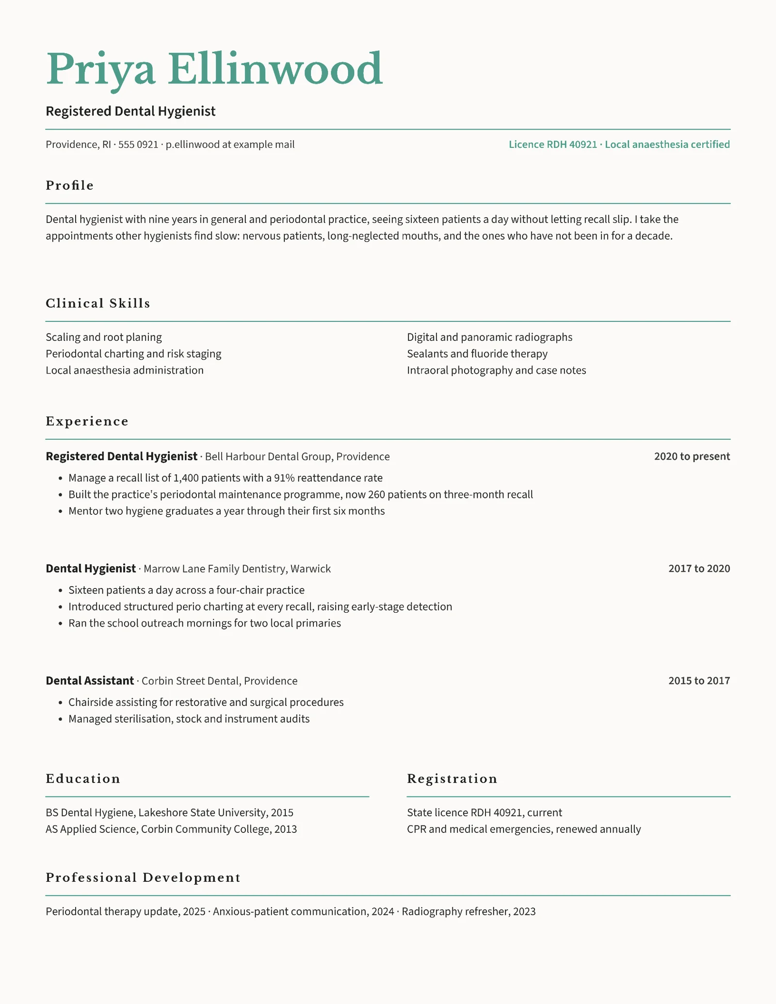 Mint Professional Dental Hygienist Resume — Letter Resume template