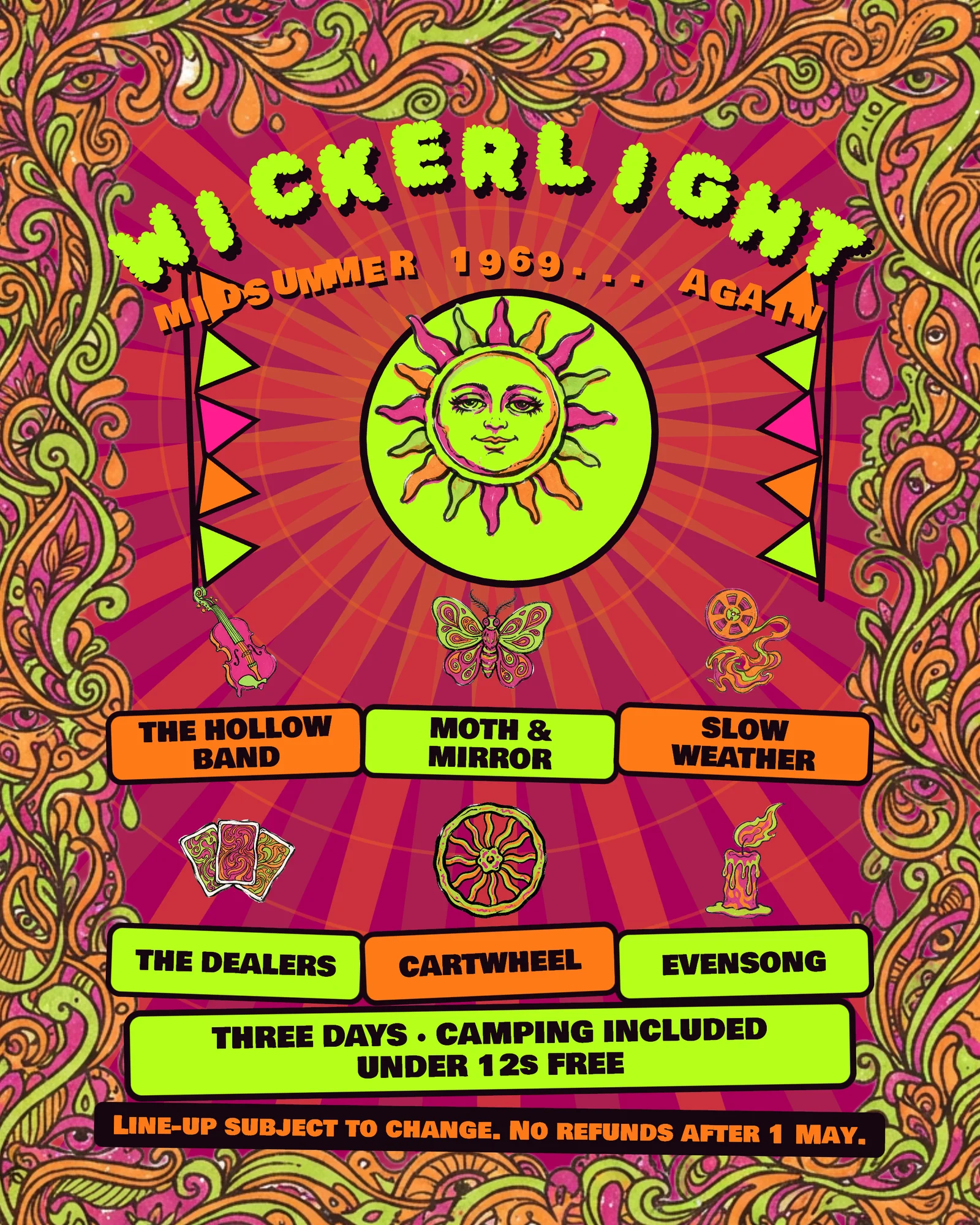Psychedelic lineup poster — 4:5 Instagram ad template