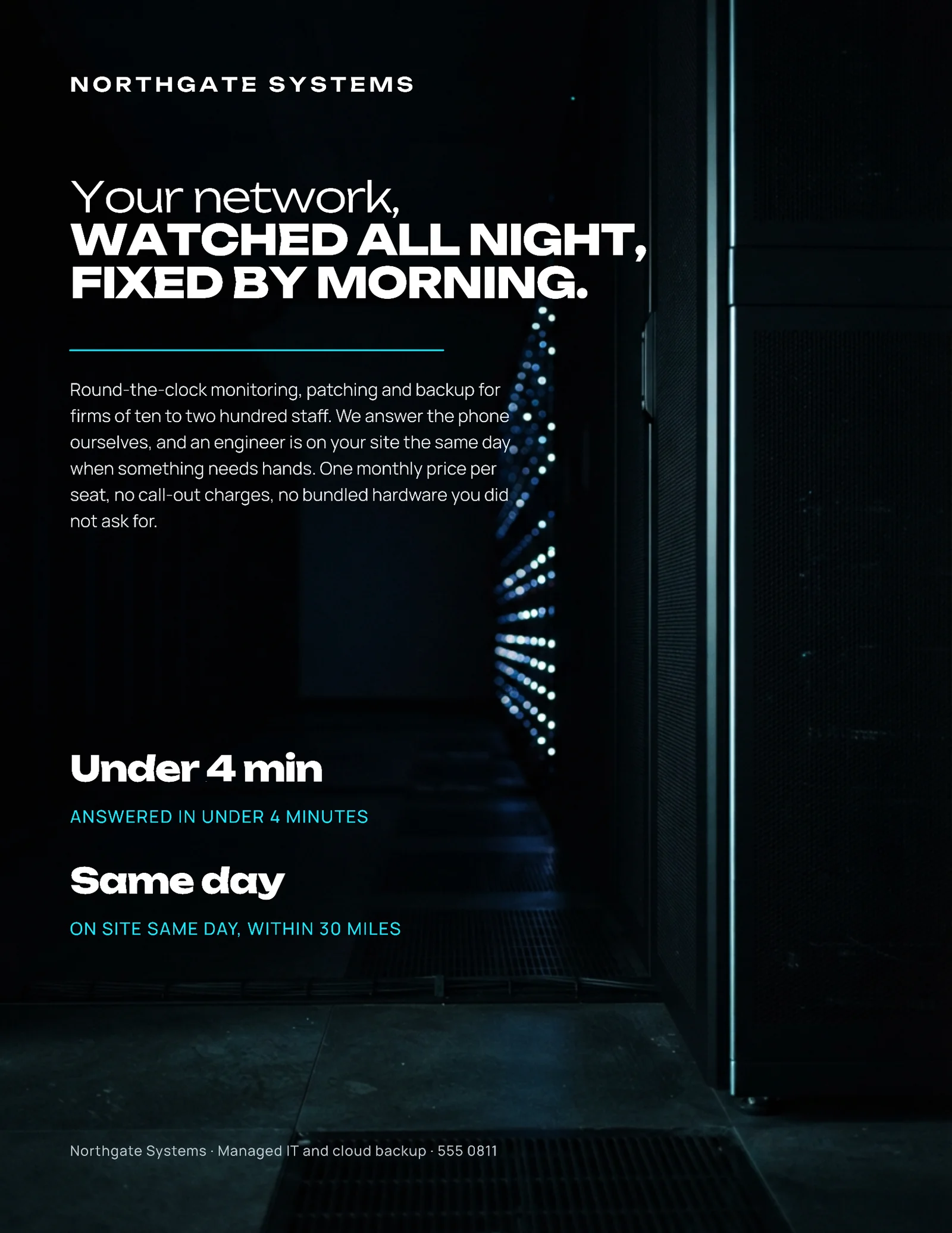 Graphite Dark Server Room Managed IT Flyer — Letter Flyer template