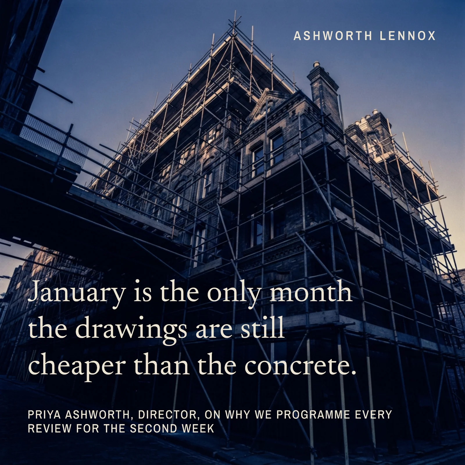 January Drawings Quote Architecture LinkedIn Post — 1:1 LinkedIn post template
