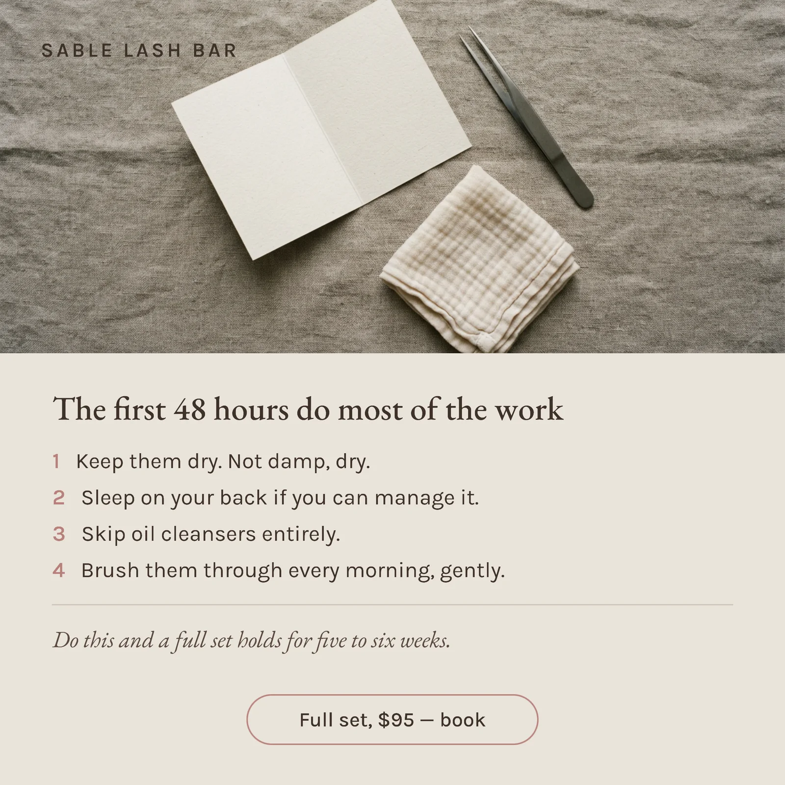 Mushroom Aftercare Leaflet Lash Bar Facebook Ad — 1:1 Facebook ad template