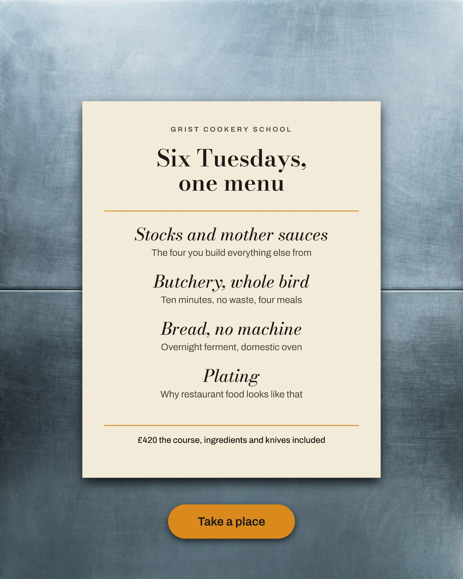 Menu Card Culinary School Short Course Instagram Ad — 4:5 Instagram ad template